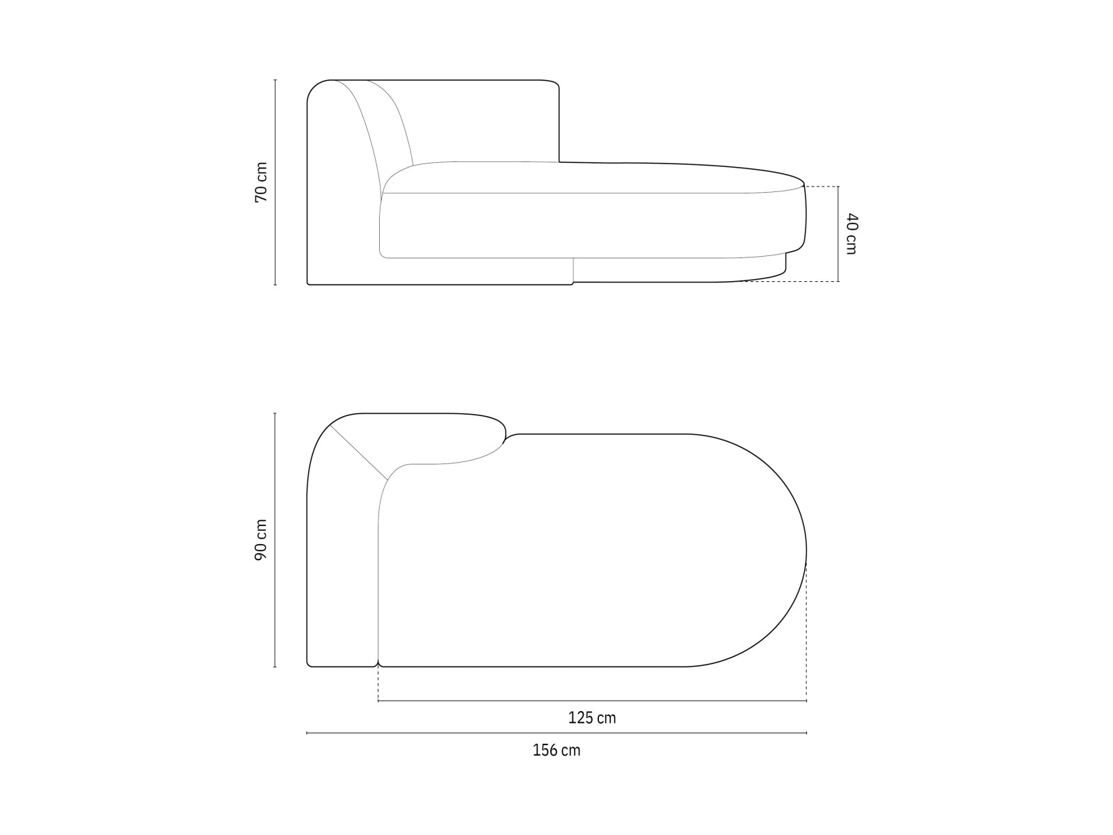 Miley Sofa Chaise Lounge rechts 2 Sitzer in Silver präsentiert im Onlineshop von KAQTU Design AG. L-Sofa rechts ist von Micadoni