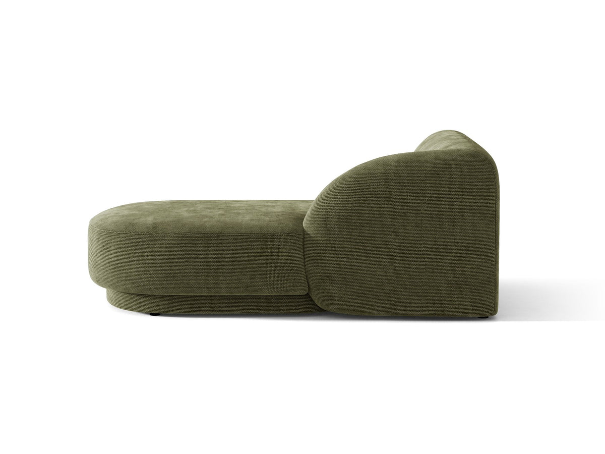 Miley Chaiselongue von Micadoni in Dunkelbeige, Stoffbezug Bluvel, rechtsseitige Ausrichtung, schwarze Kunststoffbeine, modulares Sofa-Element.