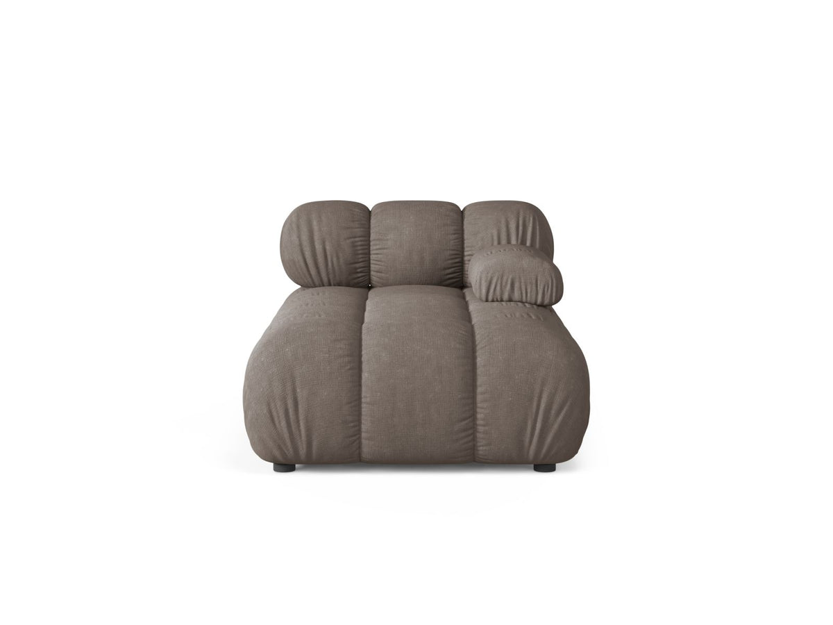 Bellis Sofamodul Chaiselongue rechts von Micadoni, Liberty-Stoff in Cappuccino, Sitzpolster mit schwarzen Kunststoffbeinen, modulares Element