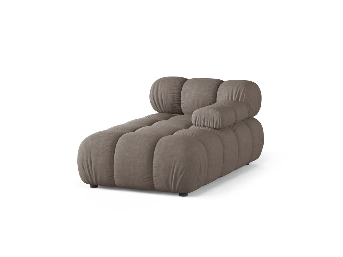 Bellis Sofamodul Chaiselongue rechts von Micadoni, Liberty-Stoff in Cappuccino, Sitzpolster mit schwarzen Kunststoffbeinen, modulares Element