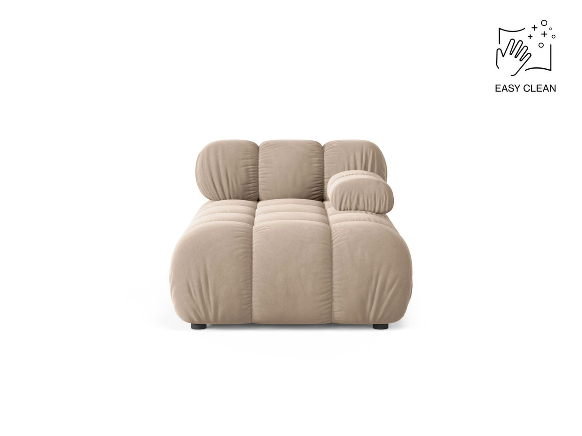 Bellis Sofamodul Chaiselongue rechts von Micadoni, Liberty-Stoff in Cappuccino, Sitzpolster mit schwarzen Kunststoffbeinen, modulares Element