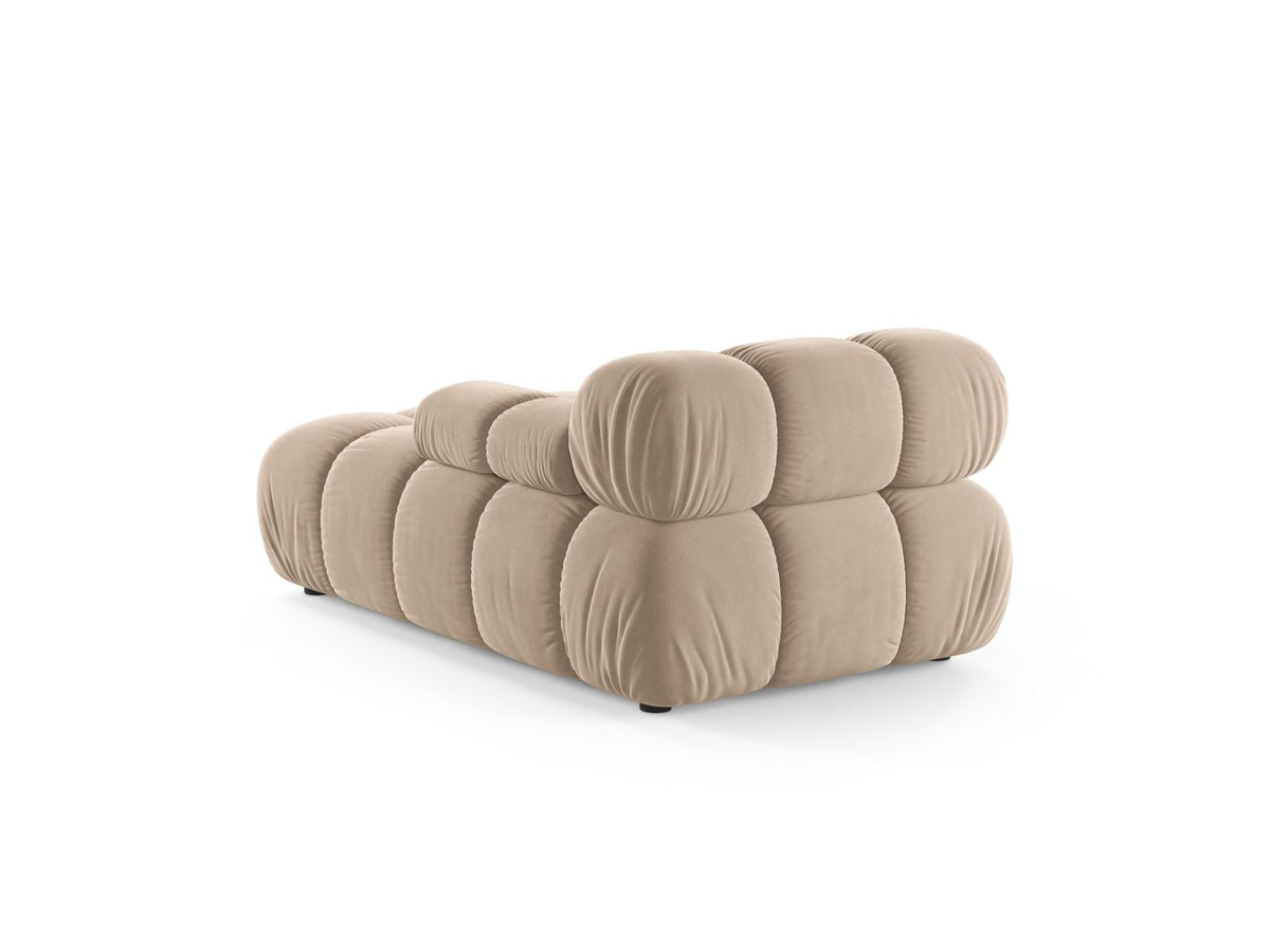Bellis Sofamodul Chaiselongue rechts von Micadoni, Liberty-Stoff in Cappuccino, Sitzpolster mit schwarzen Kunststoffbeinen, modulares Element