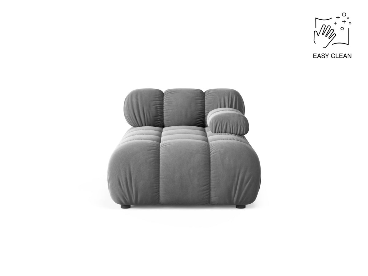 Bellis Sofamodul Chaiselongue rechts von Micadoni, Liberty-Stoff in Cappuccino, Sitzpolster mit schwarzen Kunststoffbeinen, modulares Element
