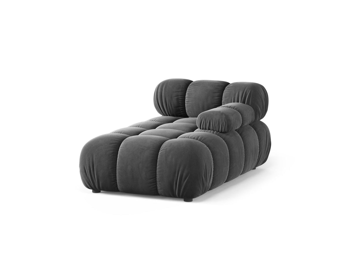 Bellis Sofamodul Chaiselongue rechts von Micadoni, Liberty-Stoff in Cappuccino, Sitzpolster mit schwarzen Kunststoffbeinen, modulares Element