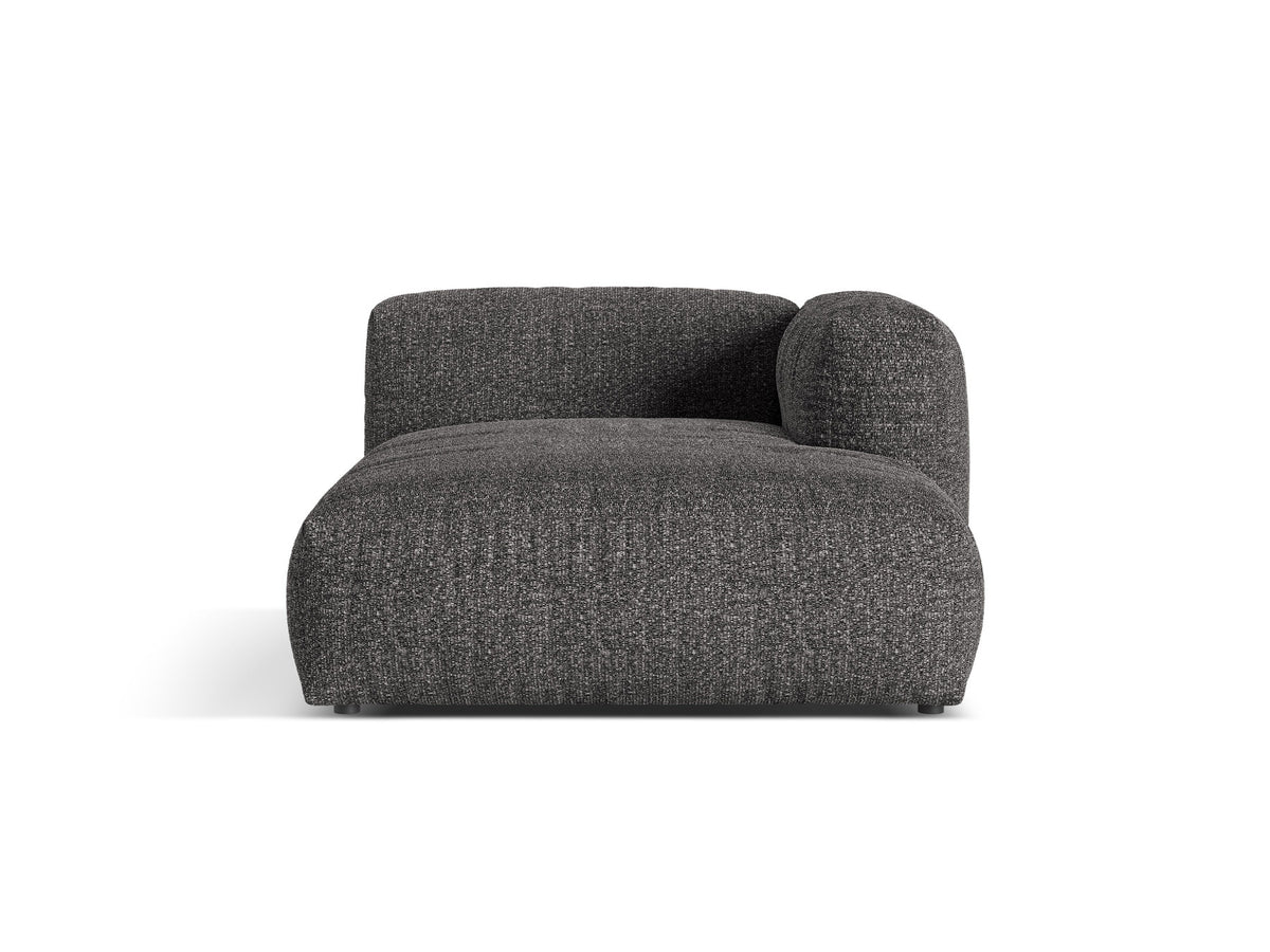 Martina Sofamodul Chaiselongue rechts von Micadoni, Bouclé-Stoff Anthracite-Monet, schwarze Kunststoffbeine, modulare Sitzform