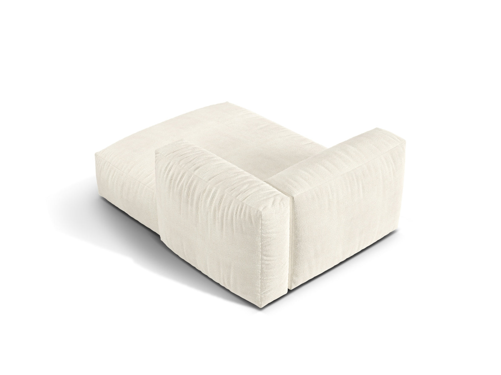 Elegante 1-Sitzer Chaise Longue Rechts Martina in zartem Ivory-Monet, ideal für kreative Raumgestaltungen und komfortable Entspannung.