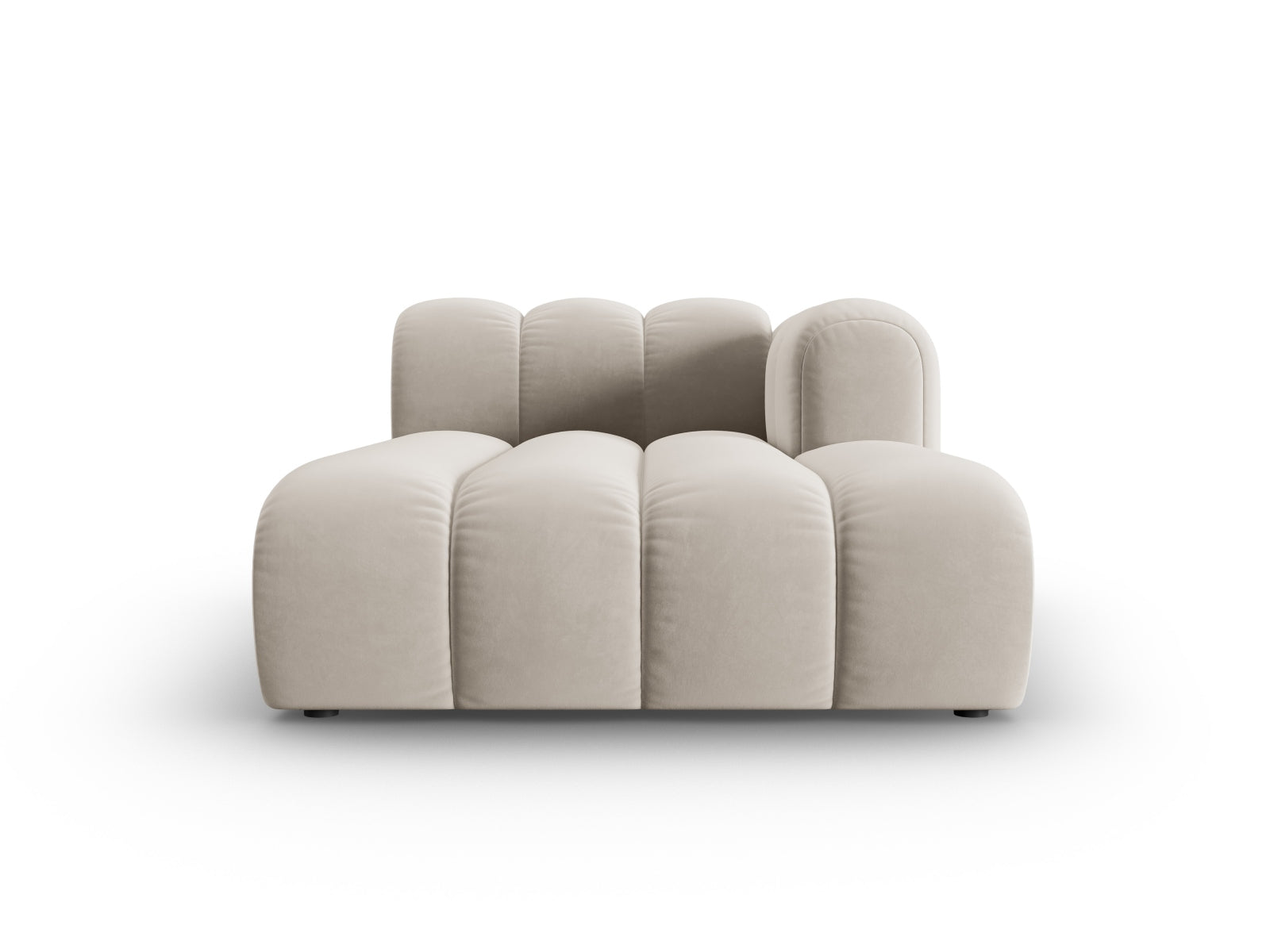 Elegantes Lupine Velour Sofa Chaise Lounge rechts, 2-Sitzer in stilvollem Beige, ideal für moderne Wohnräume.