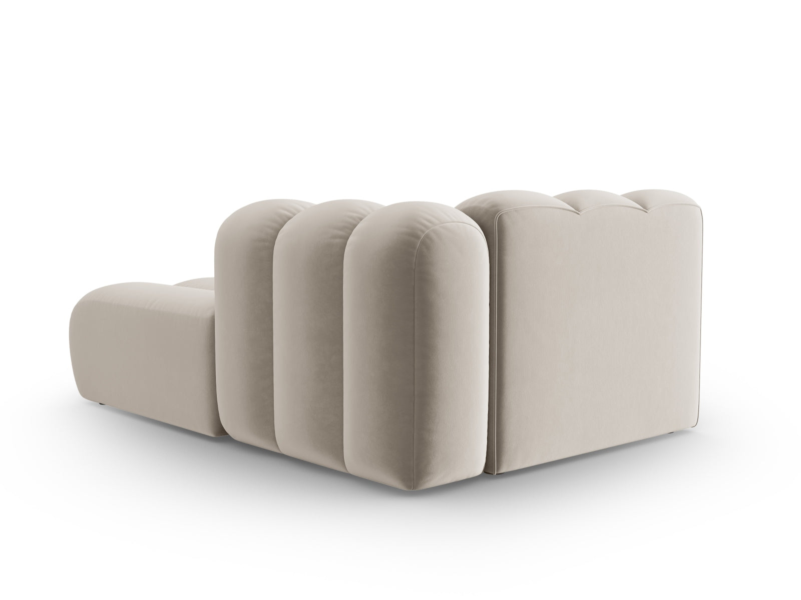 Beige Velour Sofa Chaise Lounge rechts von Micadoni, 2-Sitzer, perfekt für stilvolle und gemütliche Wohnambiente.