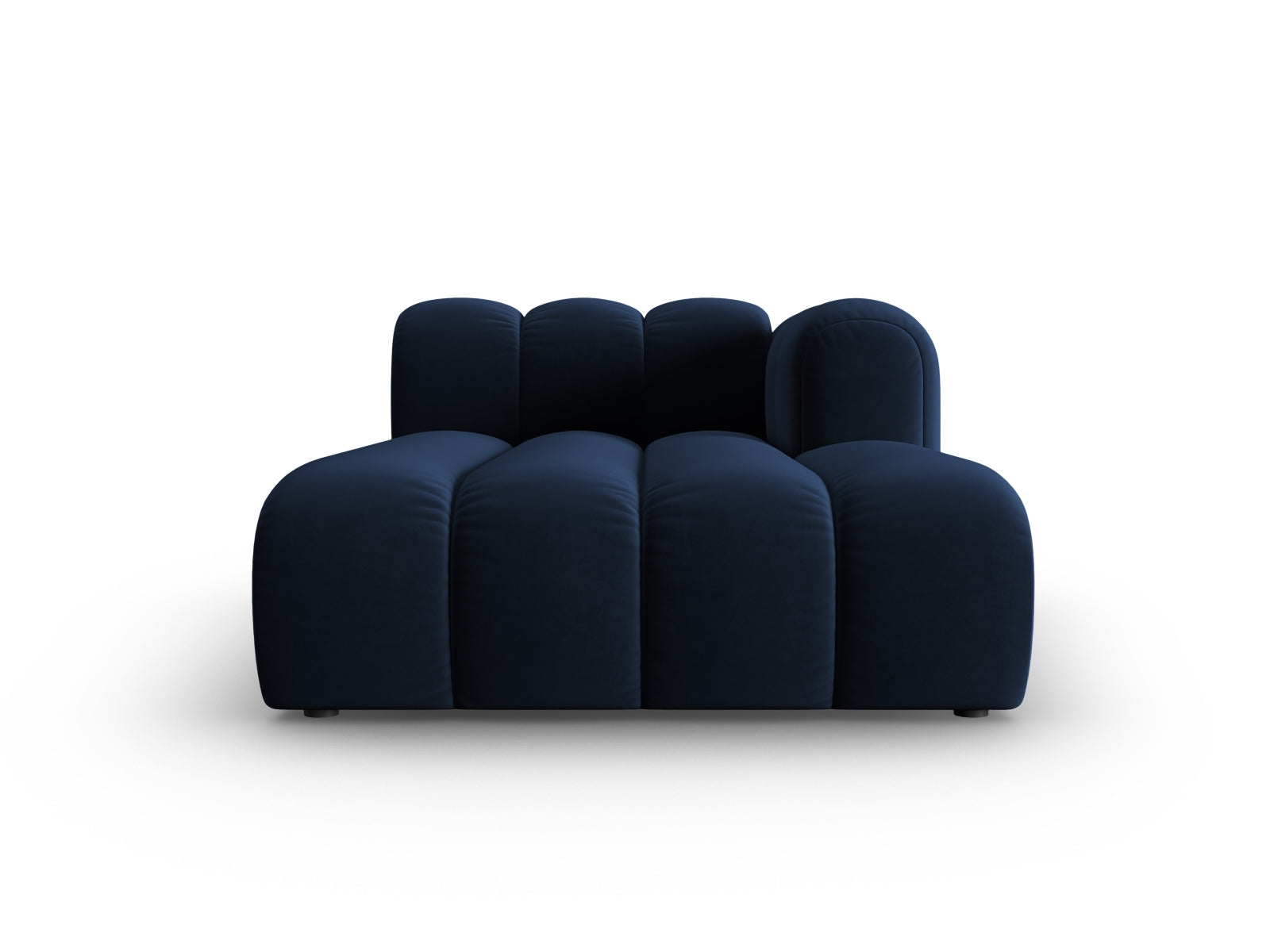 Elegantes Lupine Velour Sofa Chaise Lounge rechts, 2-Sitzer in Royal Blue, stilvoll und komfortabel für jedes Wohnzimmer.