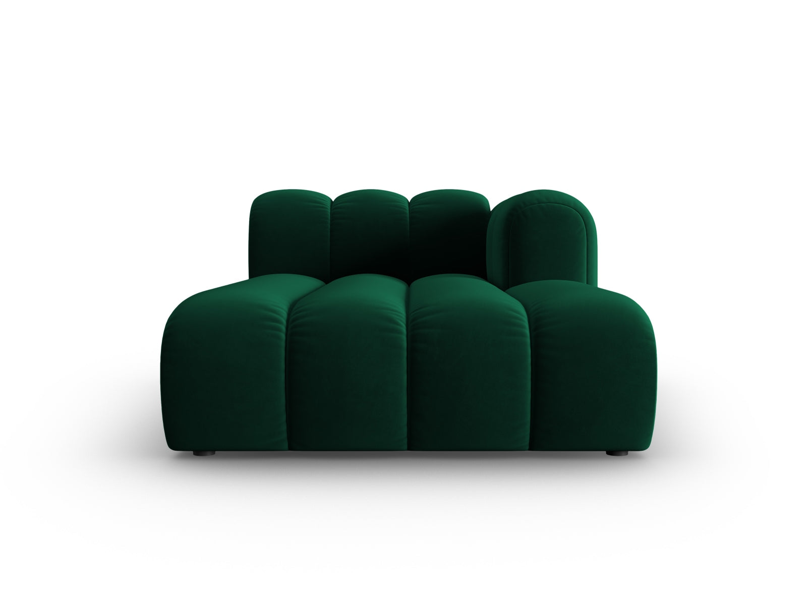 Elegantes Lupine Velour Sofa Chaise Lounge rechts, 2-Sitzer in edlem Flaschengrün, ideal für stilvolle Wohnräume.