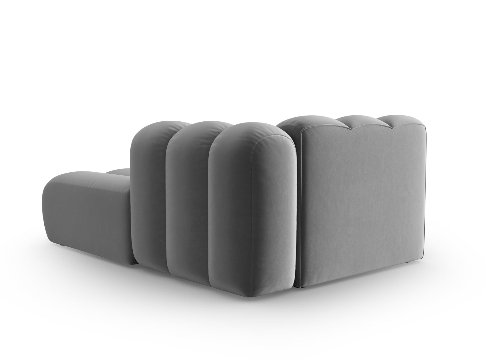 Luxuriöses 2-Sitzer Velour Sofa Chaise Lounge rechts von Micadoni, in edlem Grau, perfekt für stilvolle Einrichtungsideen.