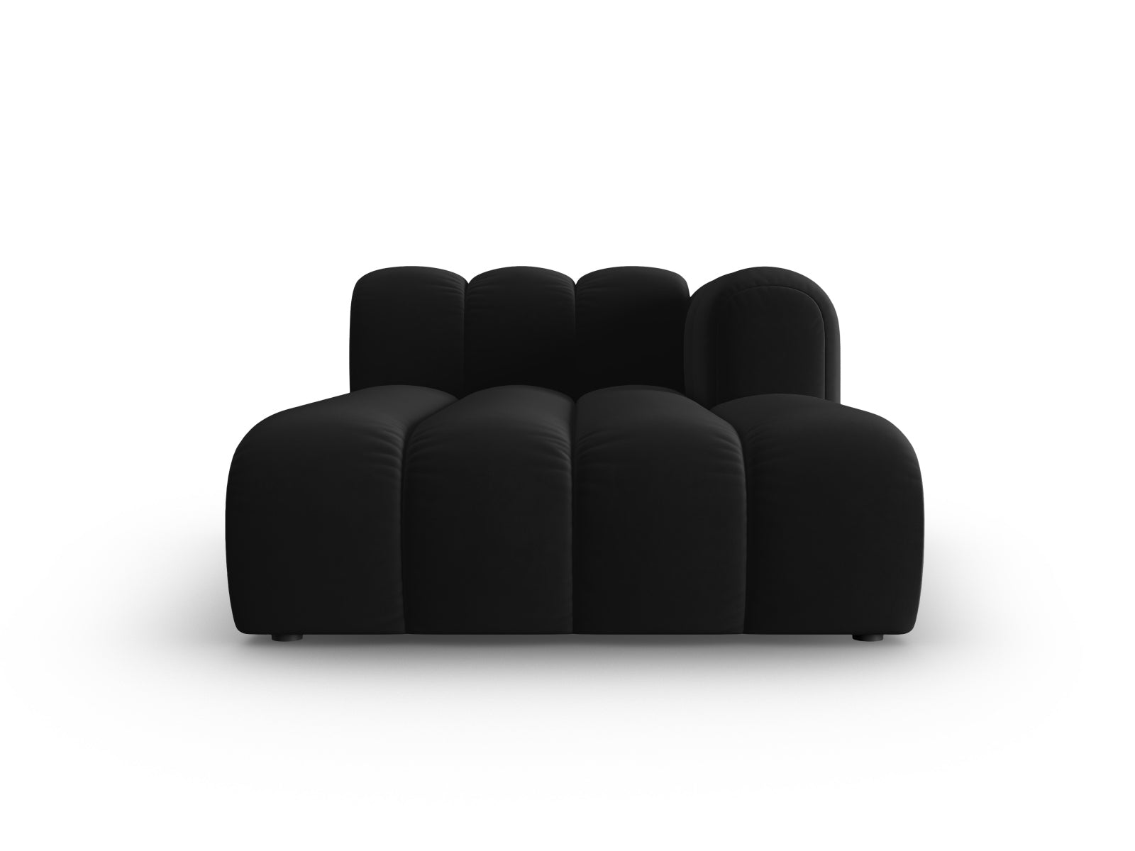 Elegantes Lupine Velour Sofa Chaise Lounge rechts, 2-Sitzer in stilvollem Schwarz, ideal für moderne Wohnräume.