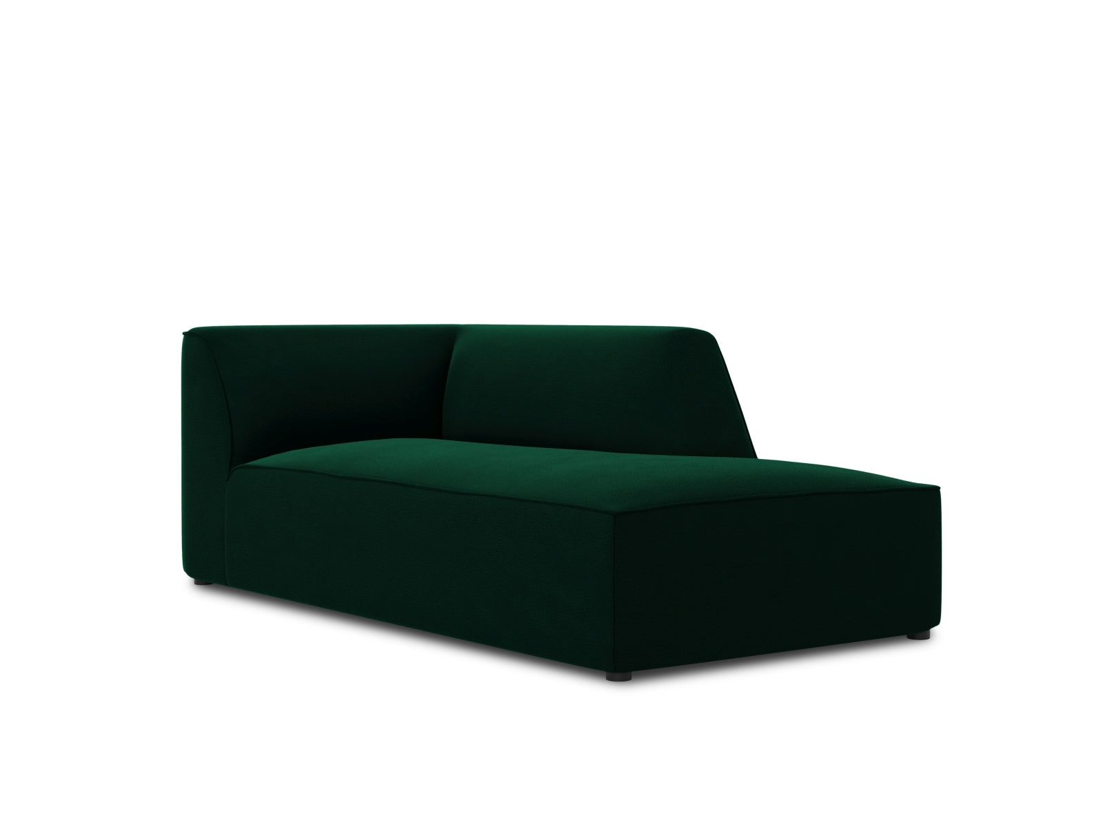 Elegantes Ruby Velour Sofa Chaise Lounge in sattem Rot, ideal für moderne Wohnräume und gemütliche Stunden. Rechtsseitige Sitzgelegenheit.