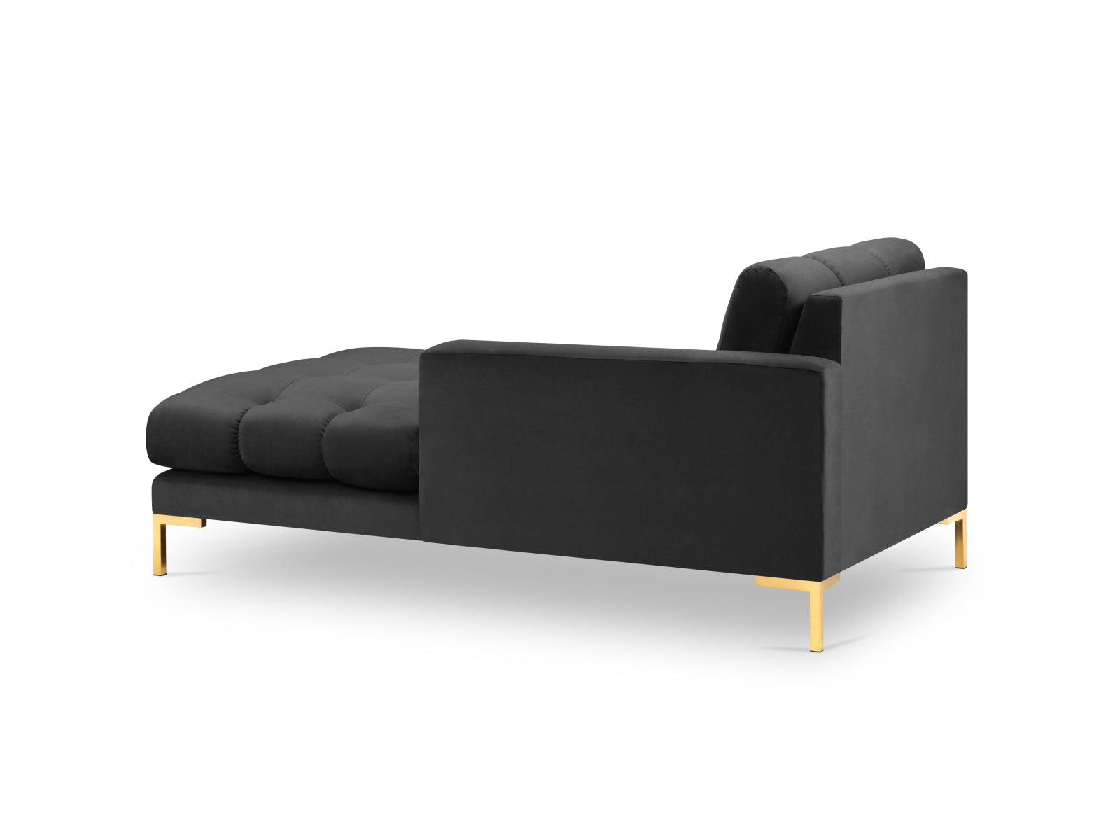 Mamaia Velour Sofa Chaise Lounge rechts 1 Sitz in Dark Grey/Gold präsentiert im Onlineshop von KAQTU Design AG. L-Sofa rechts ist von Micadoni