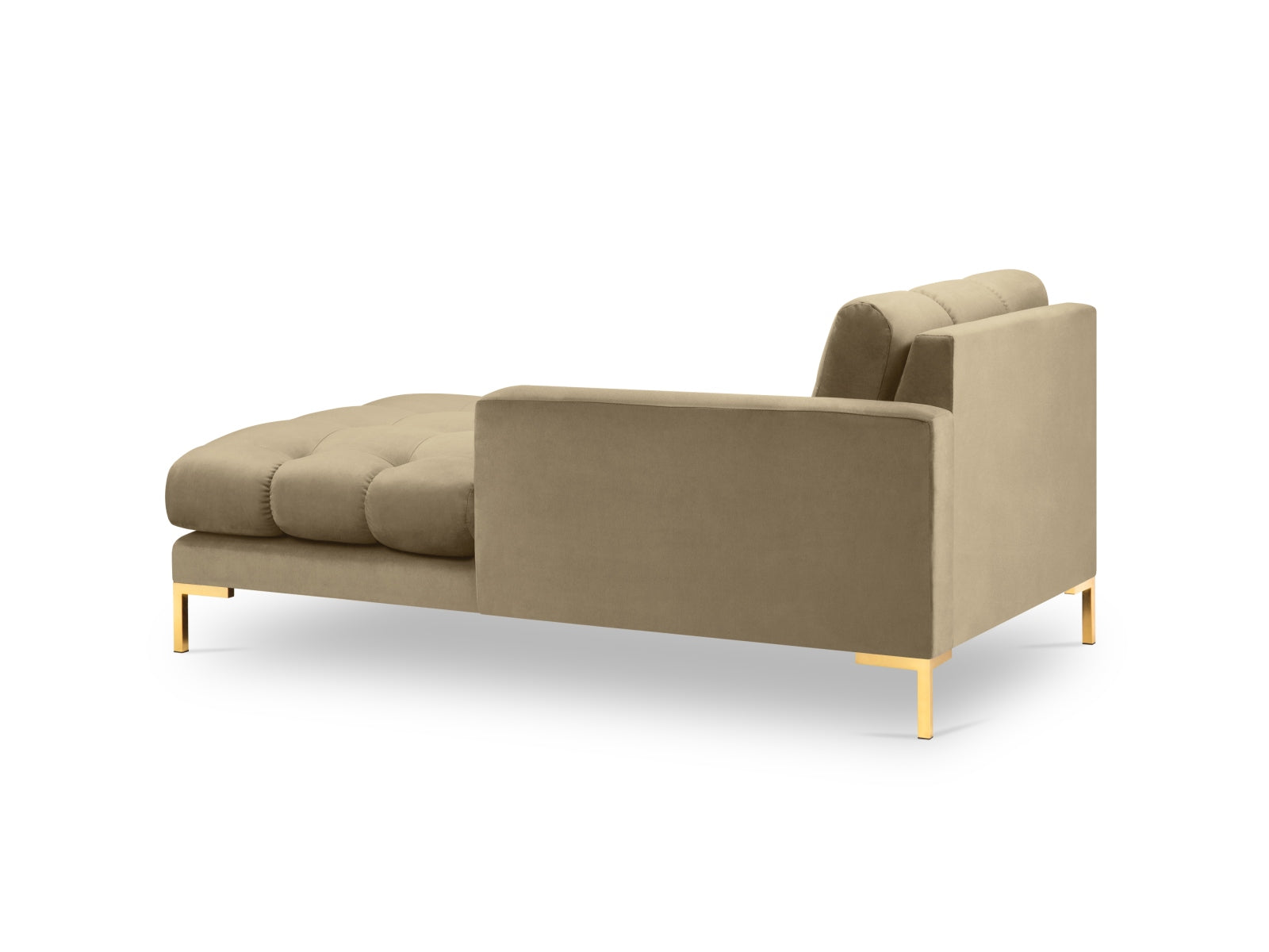 Mamaia Velour Sofa Chaise Lounge rechts 1 Sitz in Beige/Gold präsentiert im Onlineshop von KAQTU Design AG. L-Sofa rechts ist von Micadoni