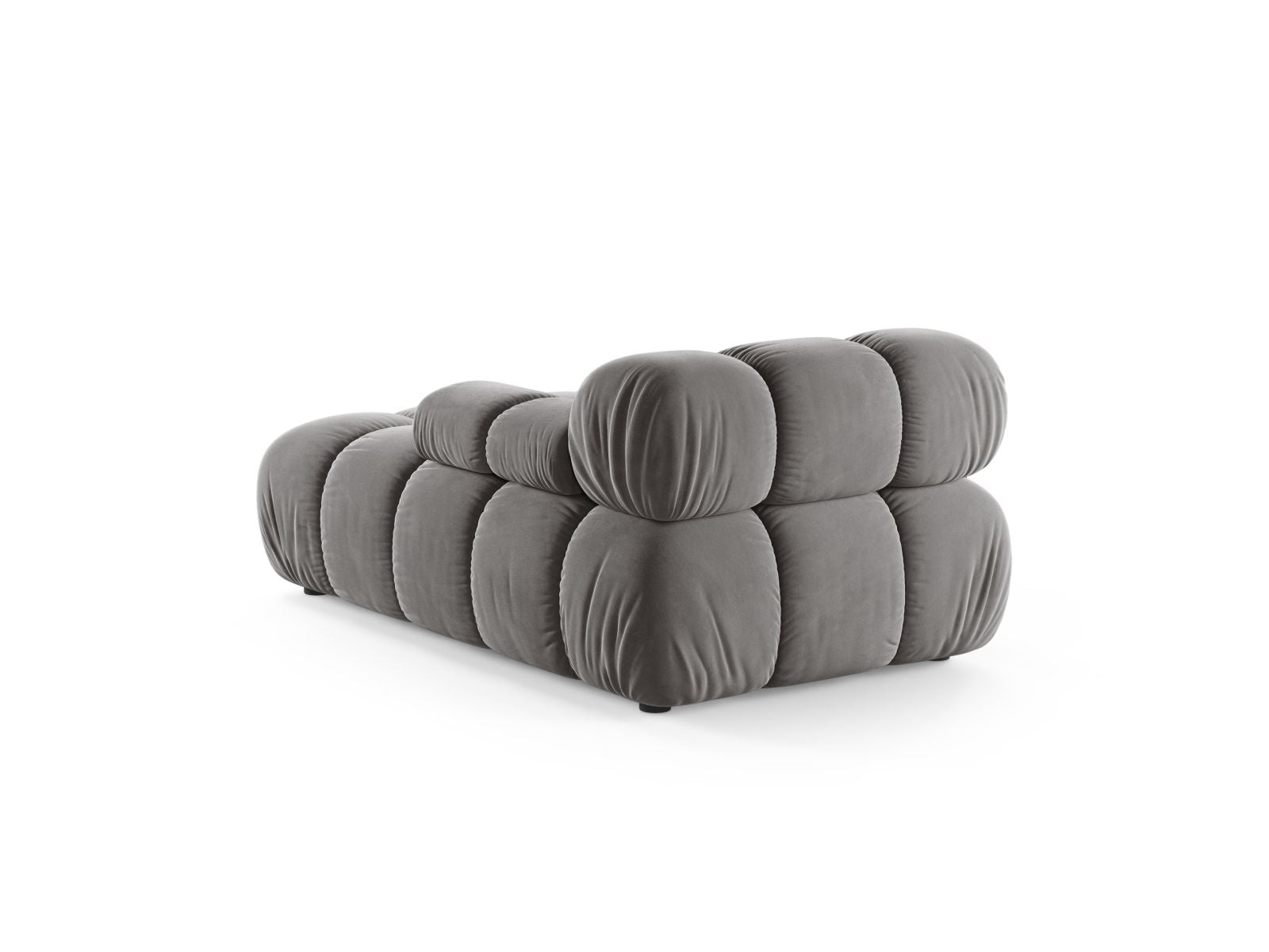 Elegantes Bellis Velour Sofa Chaise Lounge in dezentem Grau, ideal für stilvolle Wohnräume. Modulares Design von Micadoni für individuelle Anpassung.