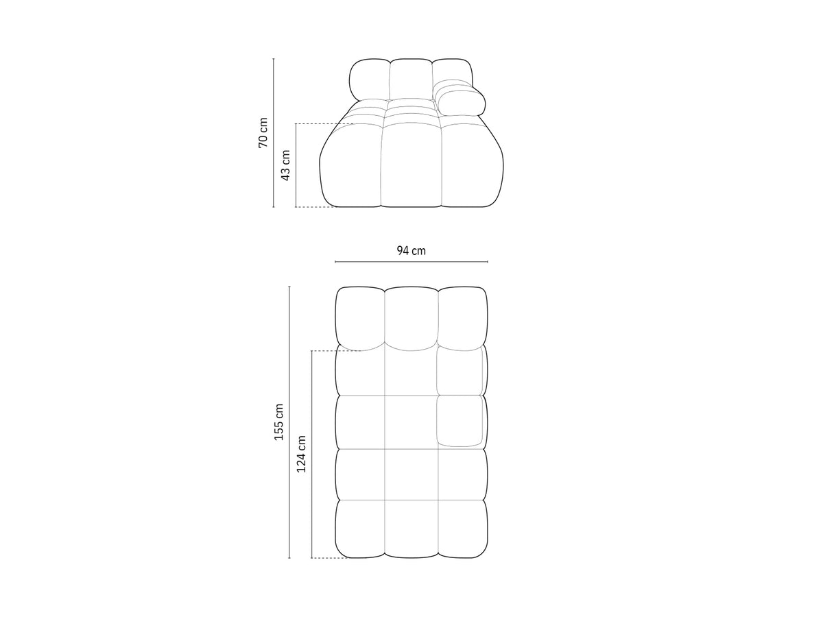 Bellis Velour Sofa Chaise Lounge rechts 1 Sitz 94cm in Cappuccino-Bluvel präsentiert im Onlineshop von KAQTU Design AG. Modulares Sofa ist von Micadoni