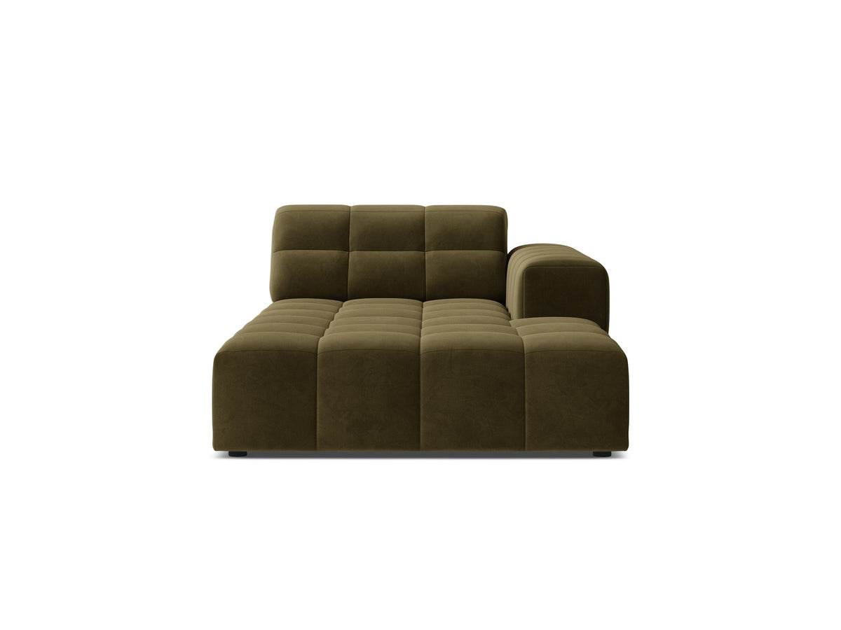 Chaiselongue Jennifer von Micadoni in Leichtes Beige mit Chenille-Bezug Eden 2 Pearl, schwarzen Kunststoffbeinen, rechts ausgerichtet.