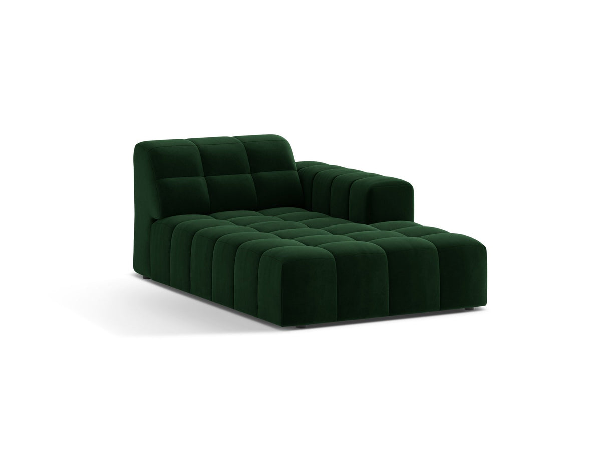 Chaiselongue Jennifer von Micadoni in Leichtes Beige mit Chenille-Bezug Eden 2 Pearl, schwarzen Kunststoffbeinen, rechts ausgerichtet.
