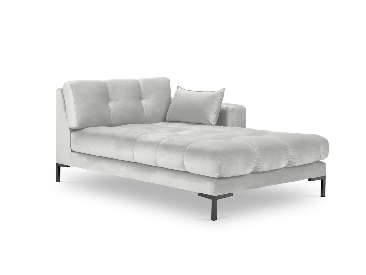 Mamaia Velour Sofa Chaise Lounge rechts 1 Sitz in Silver/Schwarz-Bluvel präsentiert im Onlineshop von KAQTU Design AG. L-Sofa rechts ist von Micadoni