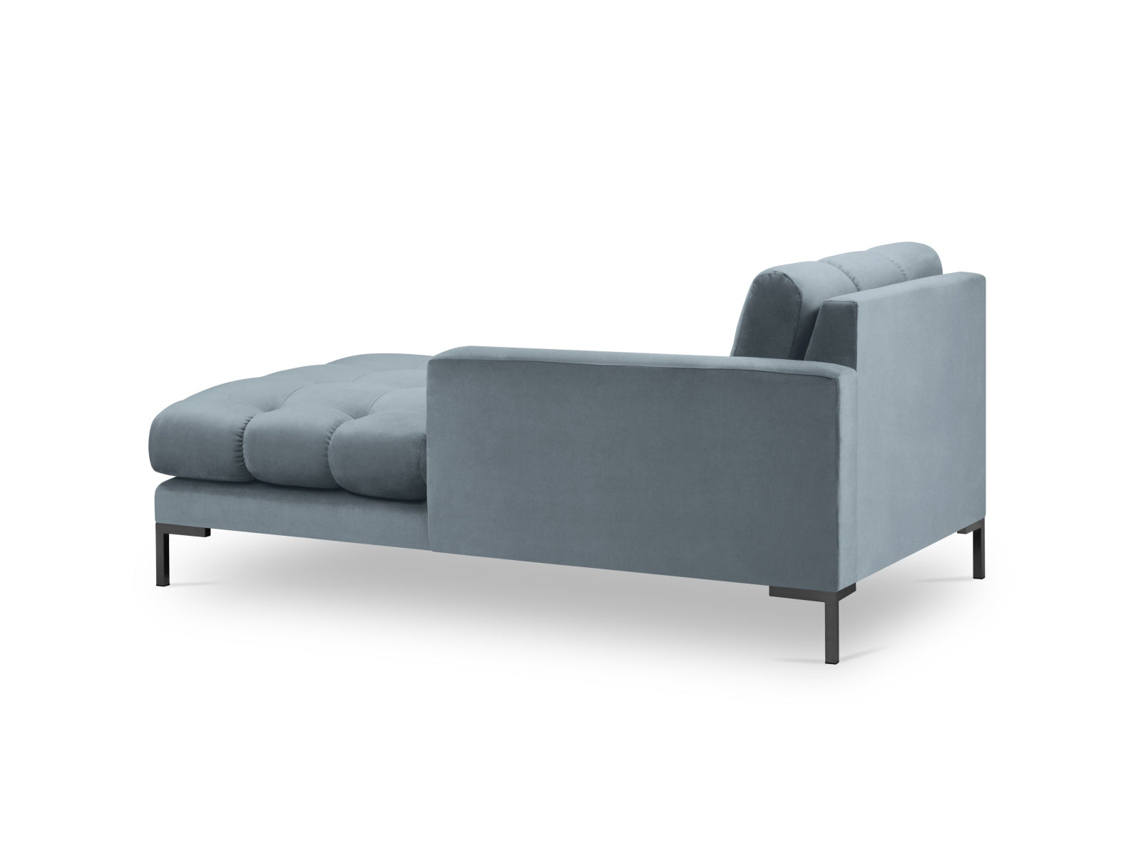 Mamaia Velour Sofa Chaise Lounge rechts 1 Sitz in Light Blue/Schwarz präsentiert im Onlineshop von KAQTU Design AG. L-Sofa rechts ist von Micadoni