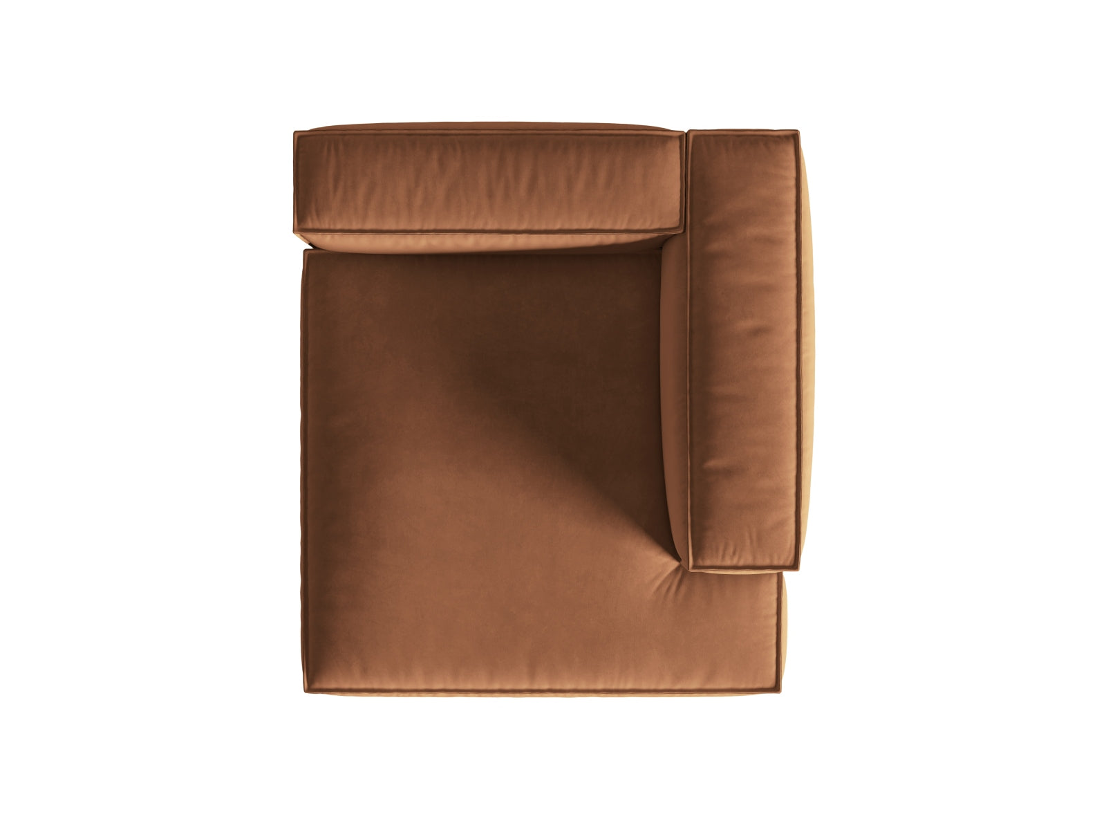 Elegante Nuria Velour Chaise Longue in sanftem Honigton, perfekt für stilvolle Wohnräume. Modulares Design von Micadoni.
