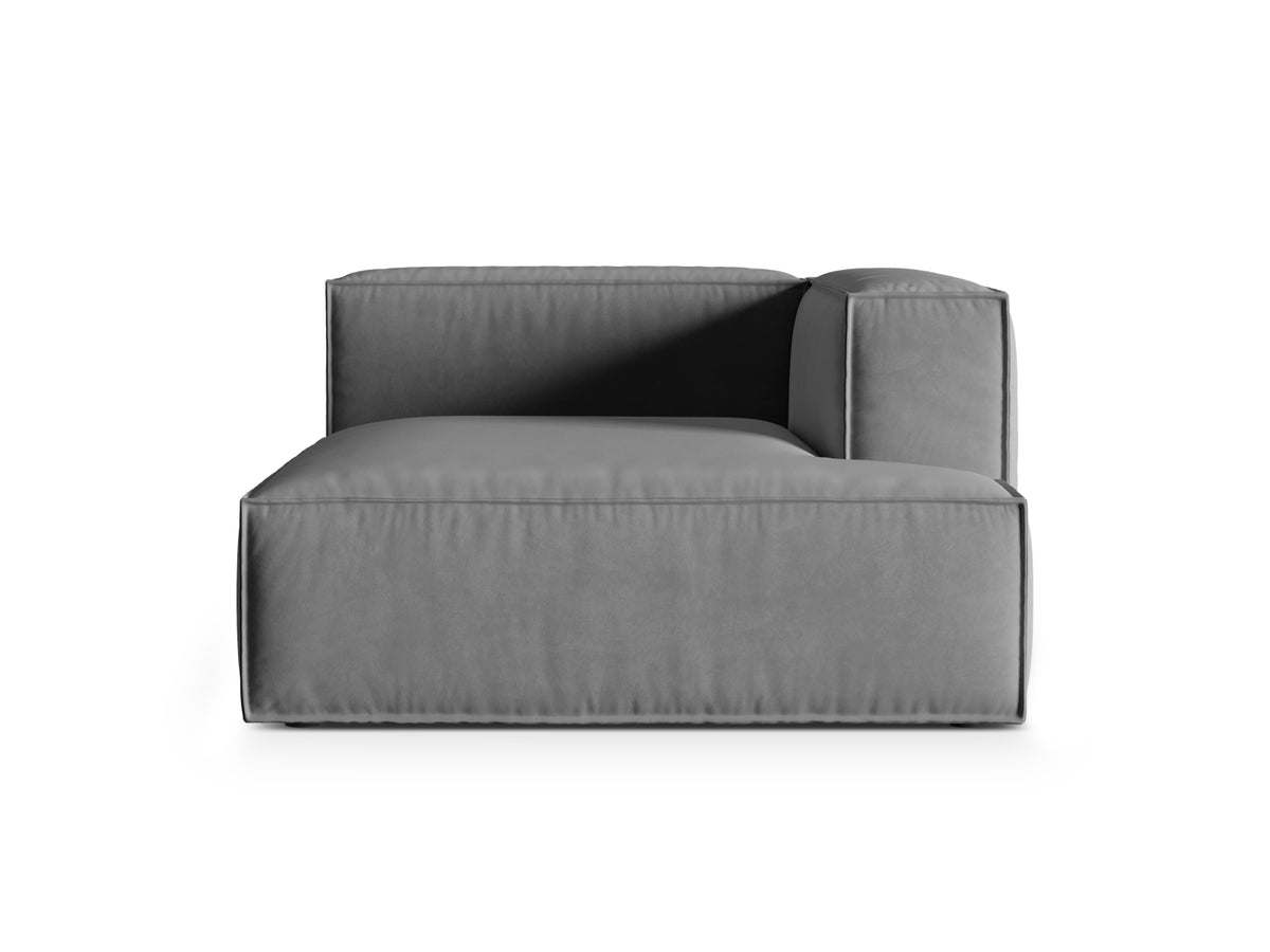 Nuria Velour Chaise Longue rechts 1 Sitzer in Grey-Paris präsentiert im Onlineshop von KAQTU Design AG. Modulares Sofa ist von Micadoni