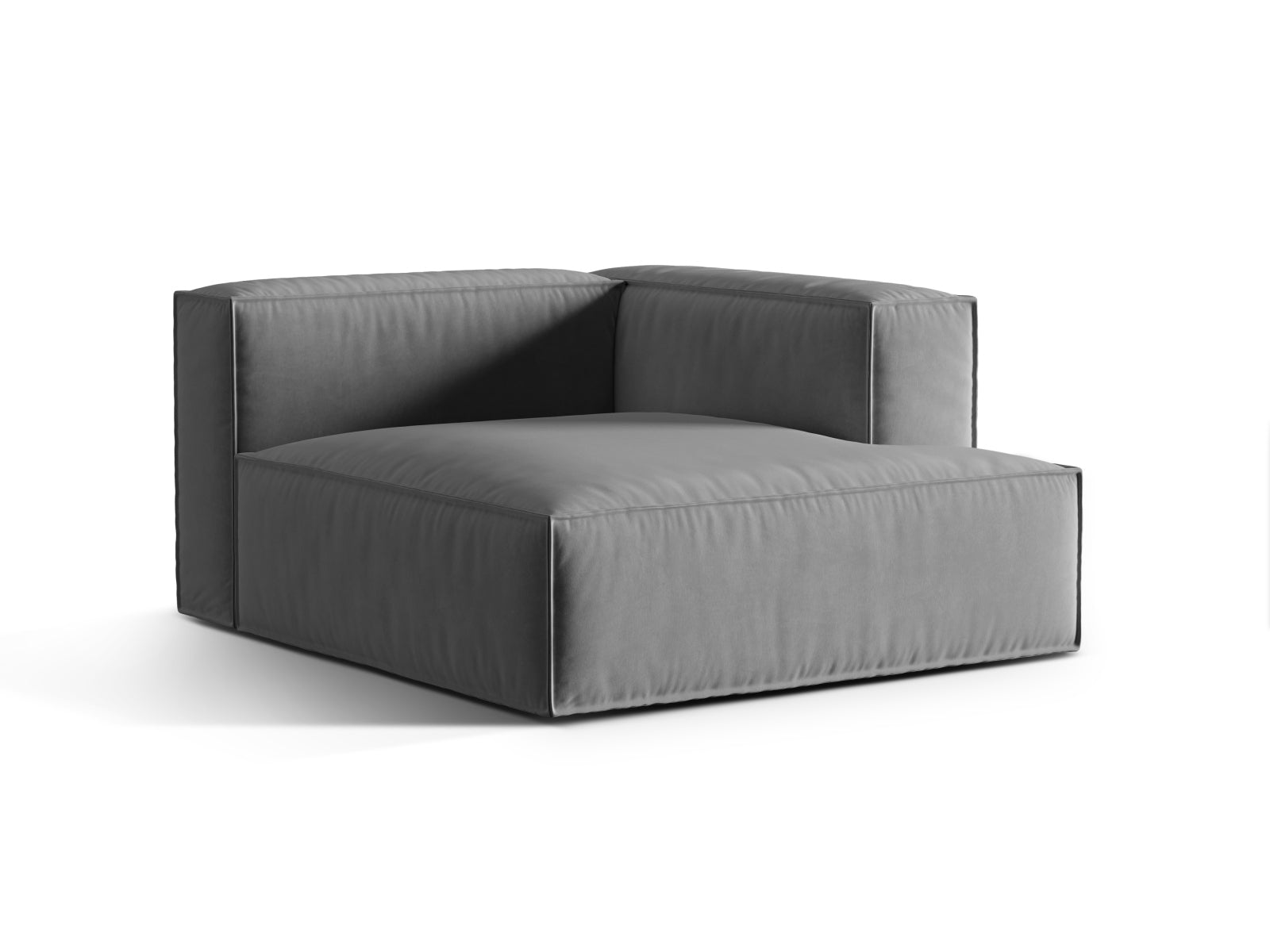 Nuria Velour Chaise Longue rechts 1 Sitzer in Grey-Paris präsentiert im Onlineshop von KAQTU Design AG. Modulares Sofa ist von Micadoni