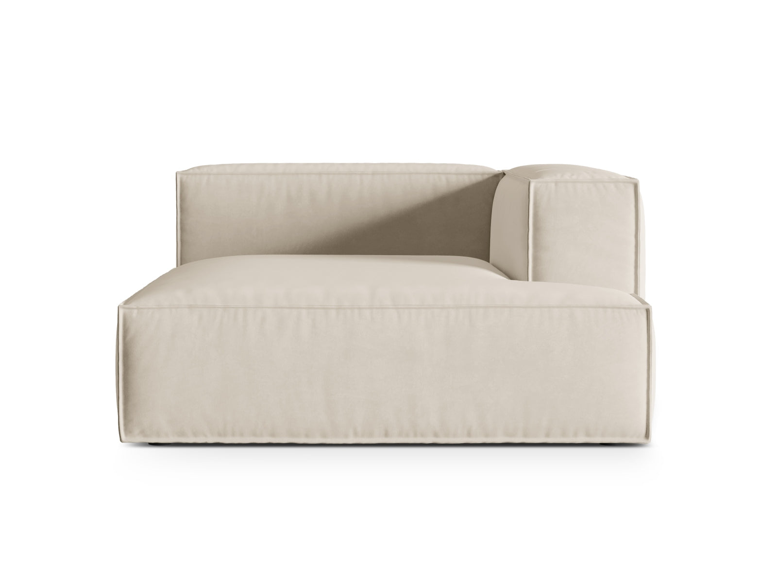 Nuria Velour Chaise Longue rechts 1 Sitzer in Beige-Paris präsentiert im Onlineshop von KAQTU Design AG. Modulares Sofa ist von Micadoni