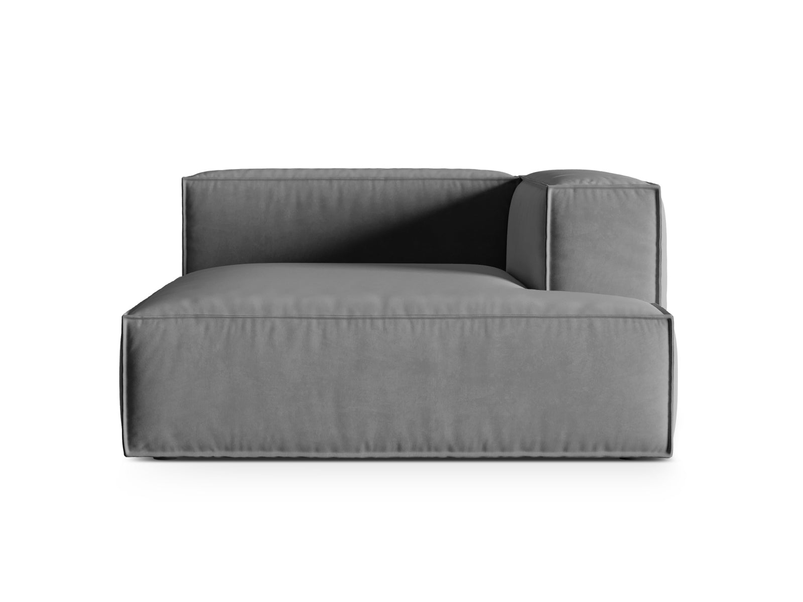 Nuria Velour Chaise Longue rechts 1 Sitzer in Grey-Paris präsentiert im Onlineshop von KAQTU Design AG. Modulares Sofa ist von Micadoni