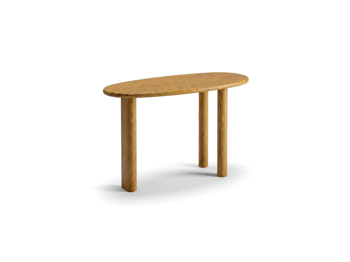 Konsolentisch Izzie aus Holz in Schwarze Eiche mit runden Holzbeinen, gebürsteter Oberfläche und rechteckiger Tischplatte von Micadoni.