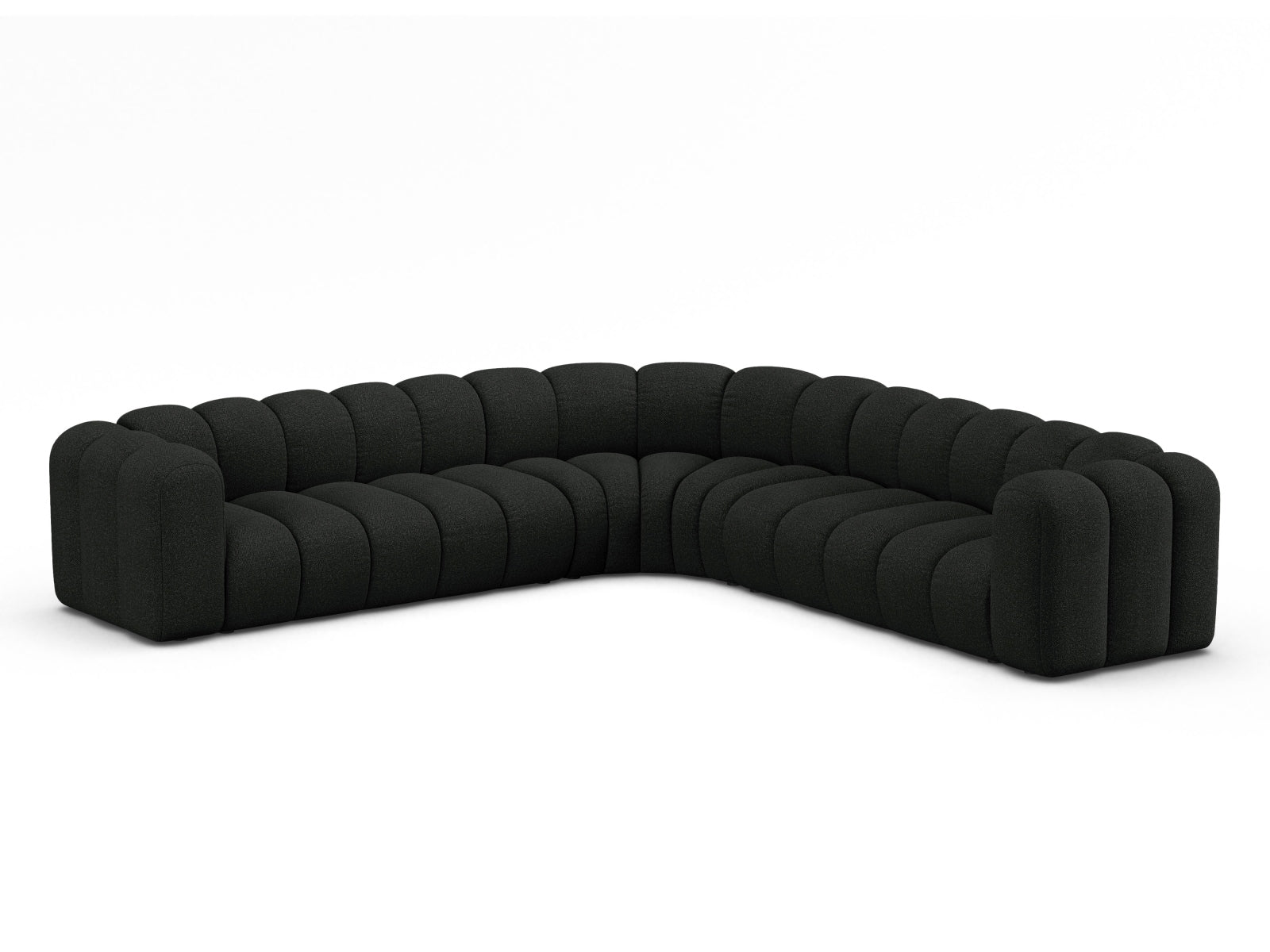 Elegantes, modulares Ecksofa für 6 Personen in stilvollem Schwarz-Baloo, ideal für moderne Wohnräume.