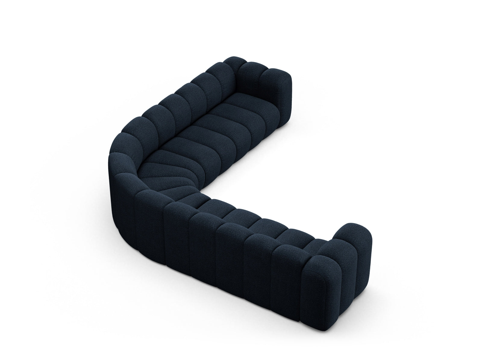 Stilvolles, modulares Ecksofa für bis zu 6 Personen in tiefem Blau, perfekt für moderne Wohnzimmer, angeboten von Micadoni.