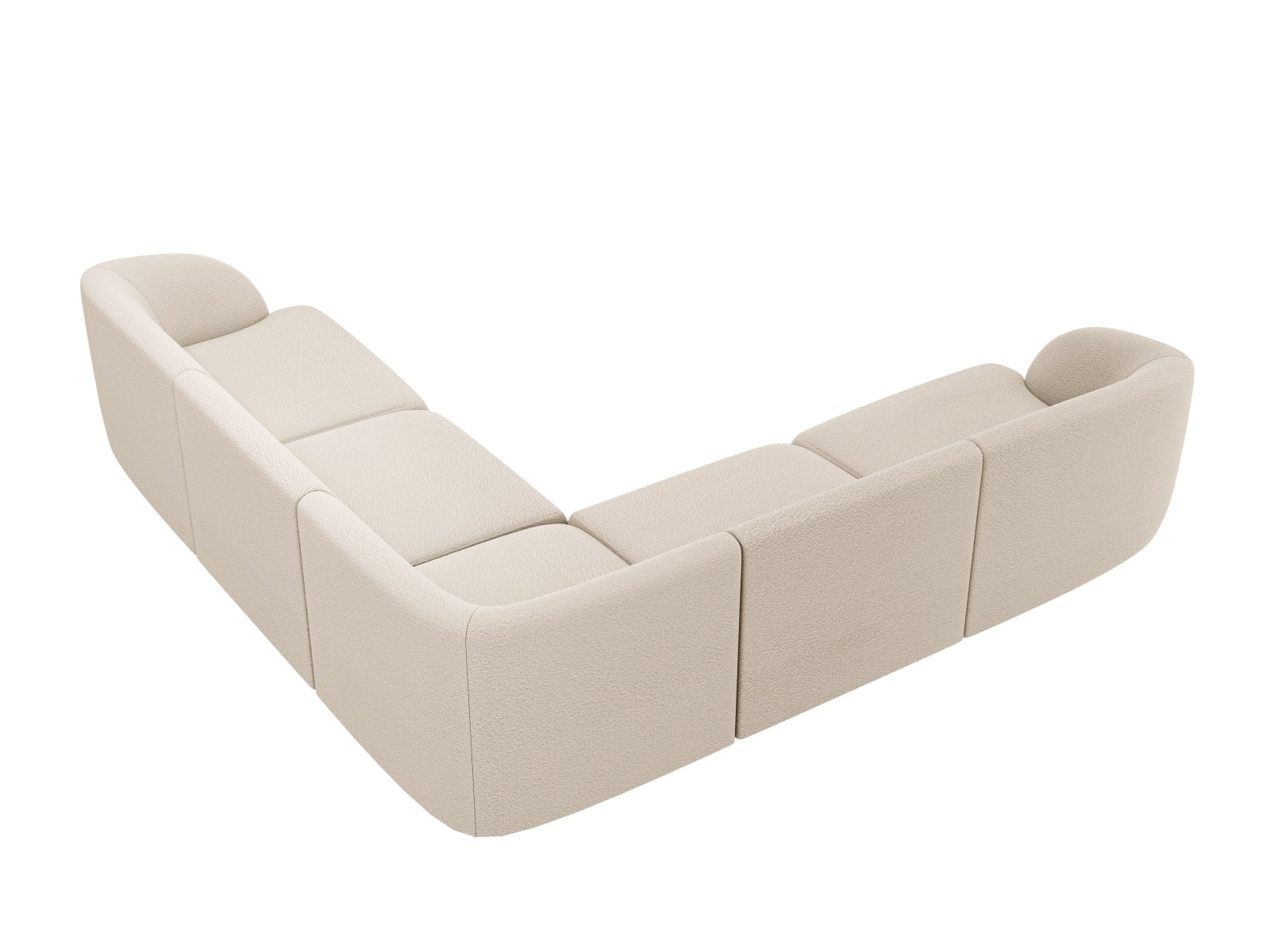Beige Miley Bouclé Ecksofa Reversible für 5 Personen, stilvolles Design von Micadoni, ideal für moderne Wohnräume.