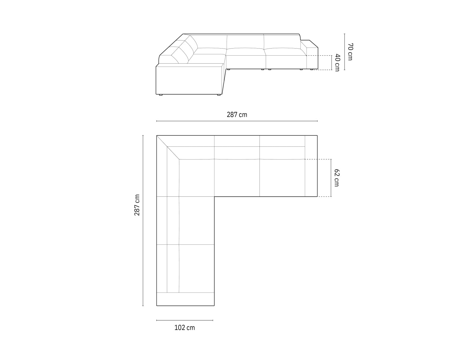 Jodie Modulares Symmetrical Ecksofa 6 Sitzer in Black präsentiert im Onlineshop von KAQTU Design AG. Ecksofa ist von Micadoni