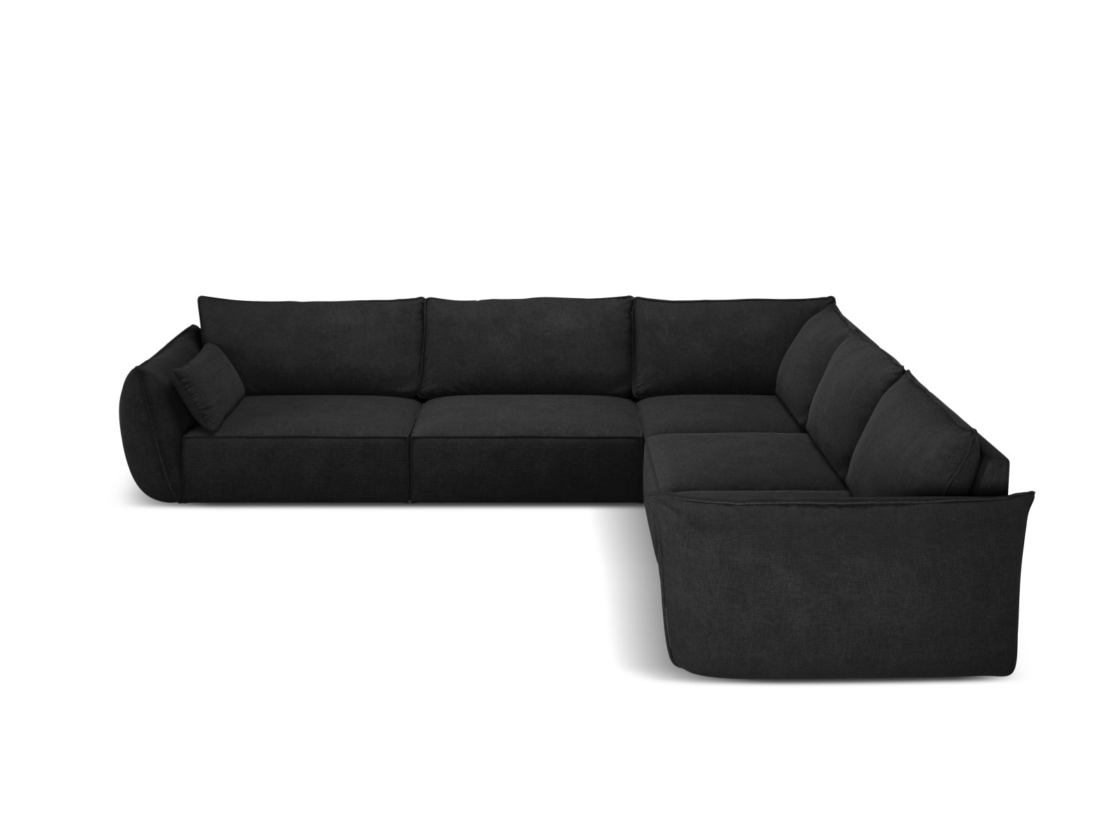 Elegantes Kaelle Symmetrical Ecksofa 7 Sitzer in stilvollem Schwarz, ideal für moderne Wohnräume, von Micadoni.
