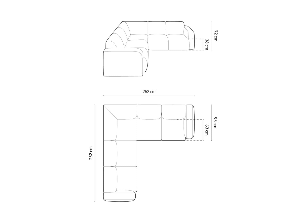 Molino Symmetrical Ecksofa 5 Sitzer in Dark Grey-Rebel präsentiert im Onlineshop von KAQTU Design AG. Ecksofa ist von Micadoni