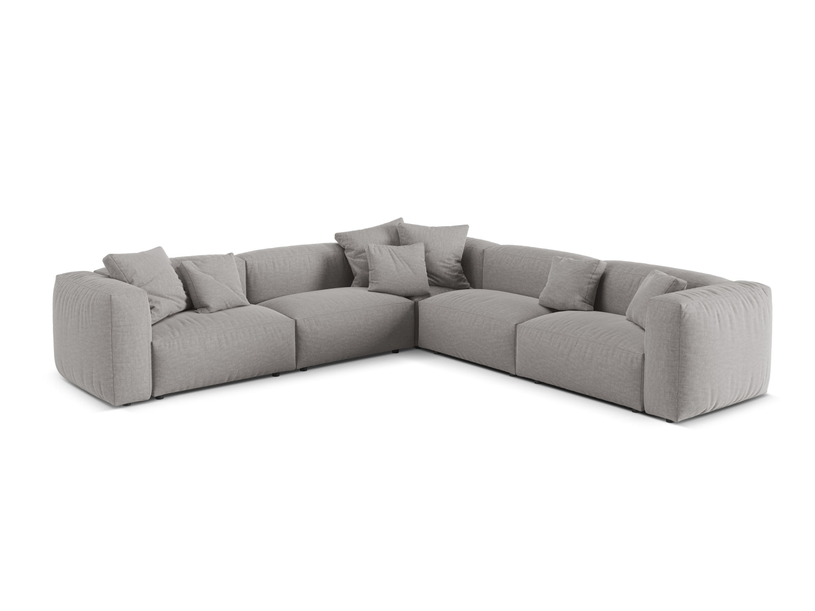Modulares 5-Sitzer Ecksofa Martina in symmetrischem Design, ideal für stilvolle Wohnräume und gesellige Abende.