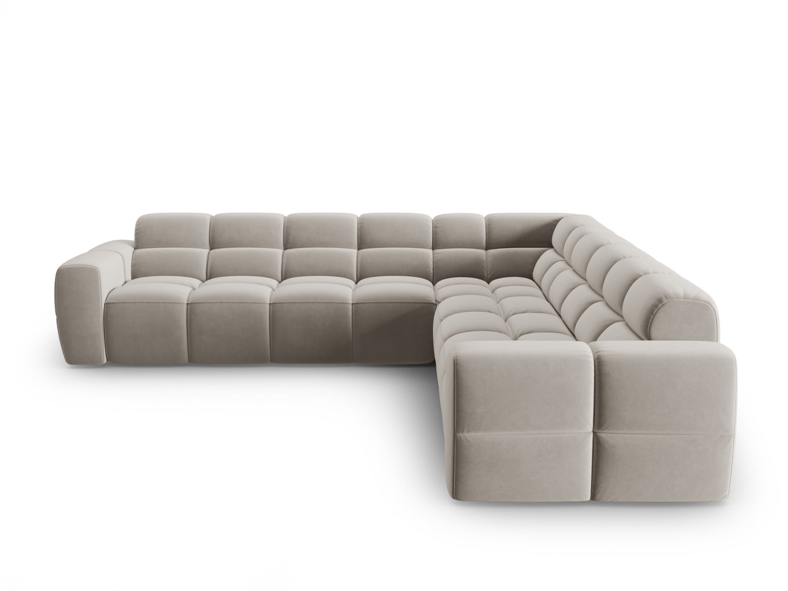 Lisa Velour Symmetrical Ecksofa 5 Sitzer in Light Beige präsentiert im Onlineshop von KAQTU Design AG. Ecksofa ist von Micadoni