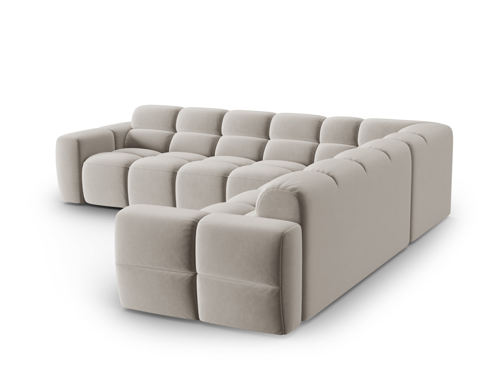 Lisa Velour Symmetrical Ecksofa 5 Sitzer in Light Beige präsentiert im Onlineshop von KAQTU Design AG. Ecksofa ist von Micadoni