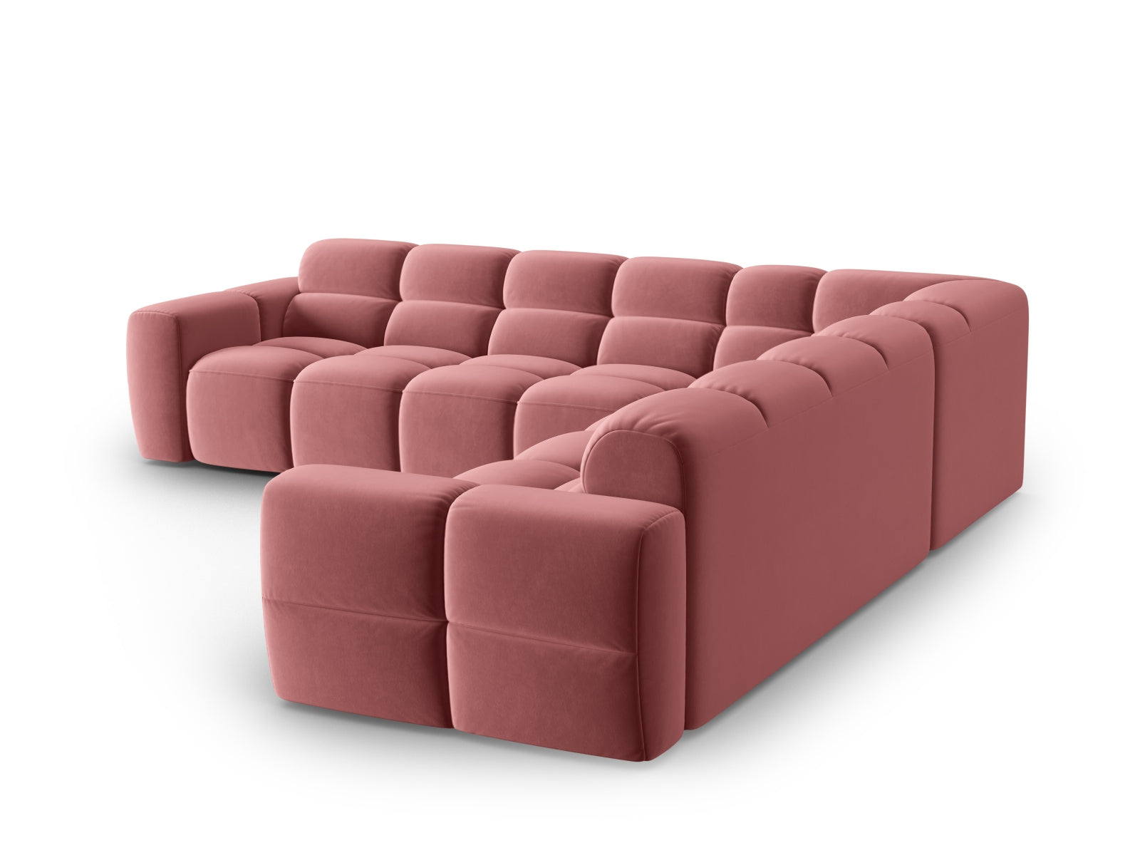 Lisa Velour Symmetrical Ecksofa 5 Sitzer in Flamingo präsentiert im Onlineshop von KAQTU Design AG. Ecksofa ist von Micadoni