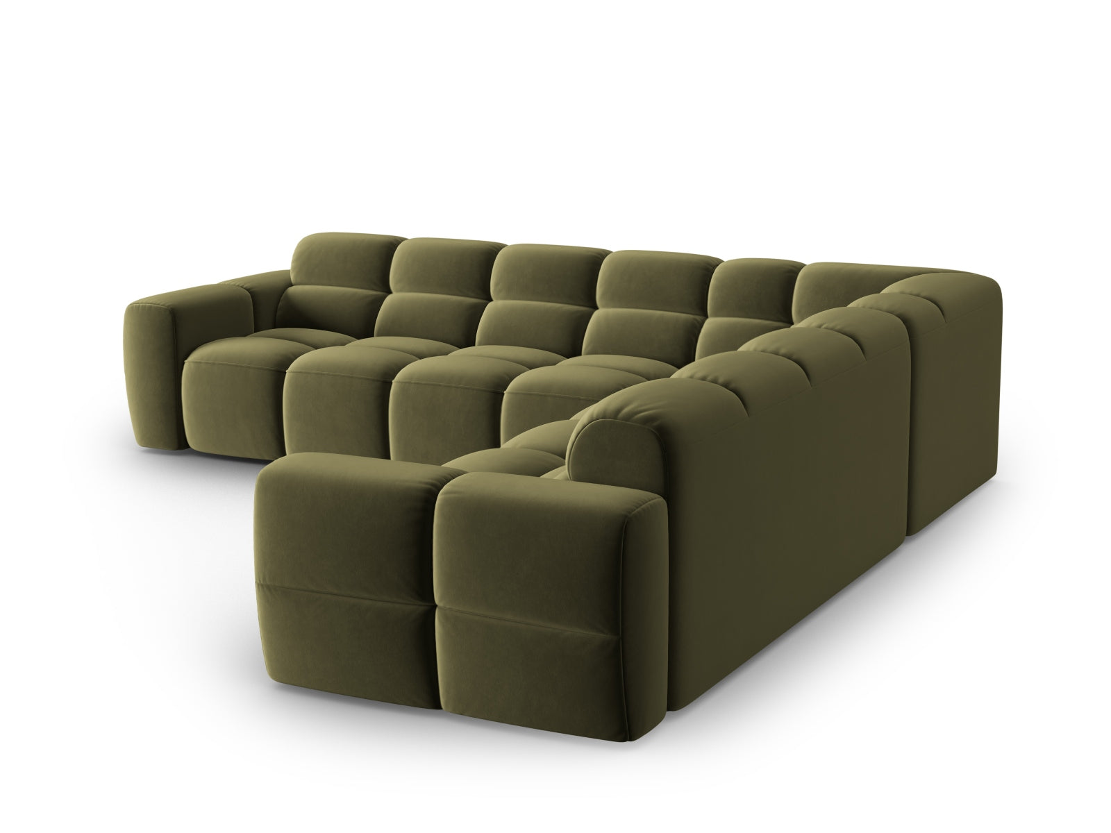 Lisa Velour Symmetrical Ecksofa 5 Sitzer in Light Green präsentiert im Onlineshop von KAQTU Design AG. Ecksofa ist von Micadoni