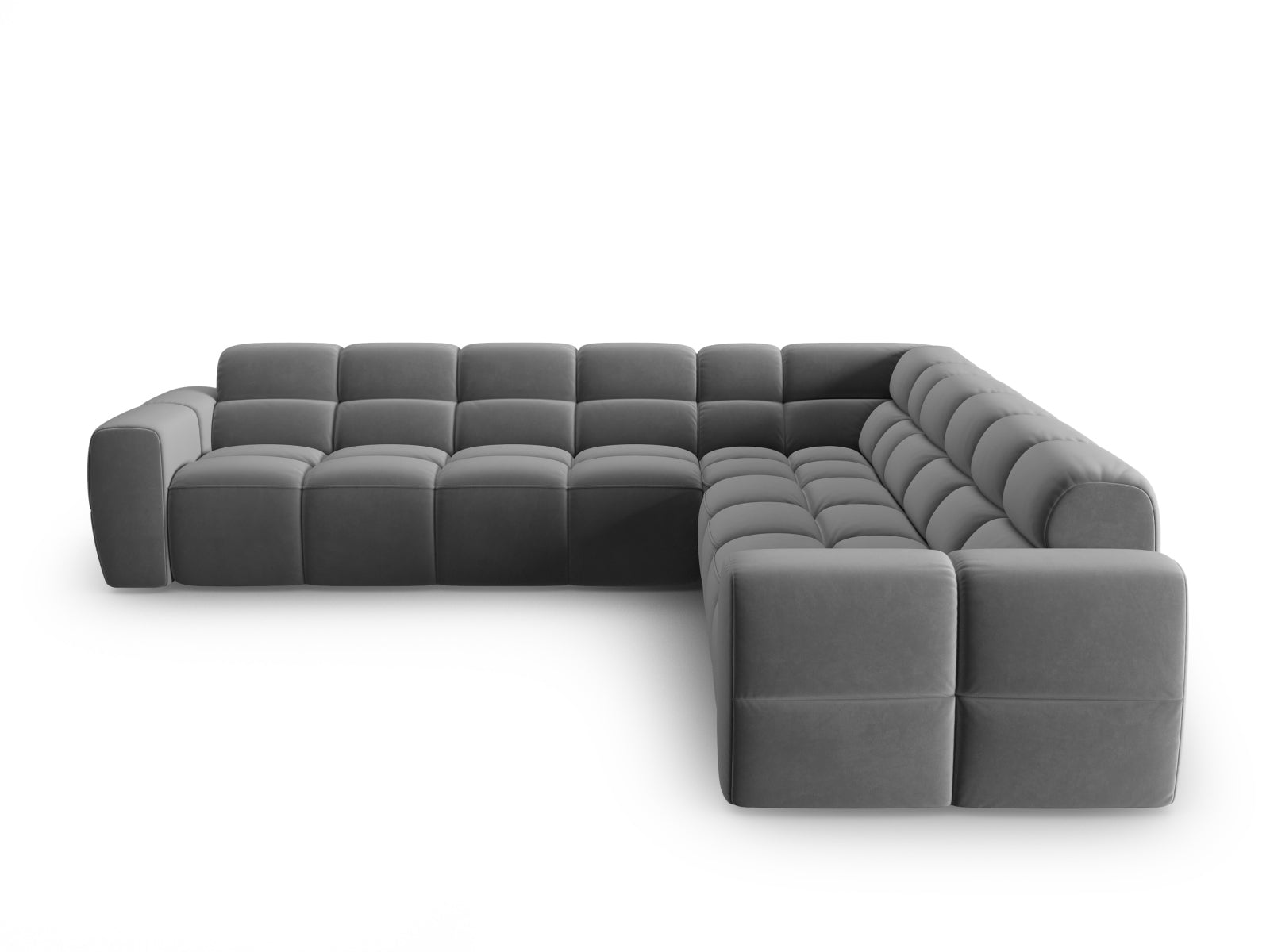 Lisa Velour Symmetrical Ecksofa 5 Sitzer in Light Grey präsentiert im Onlineshop von KAQTU Design AG. Ecksofa ist von Micadoni