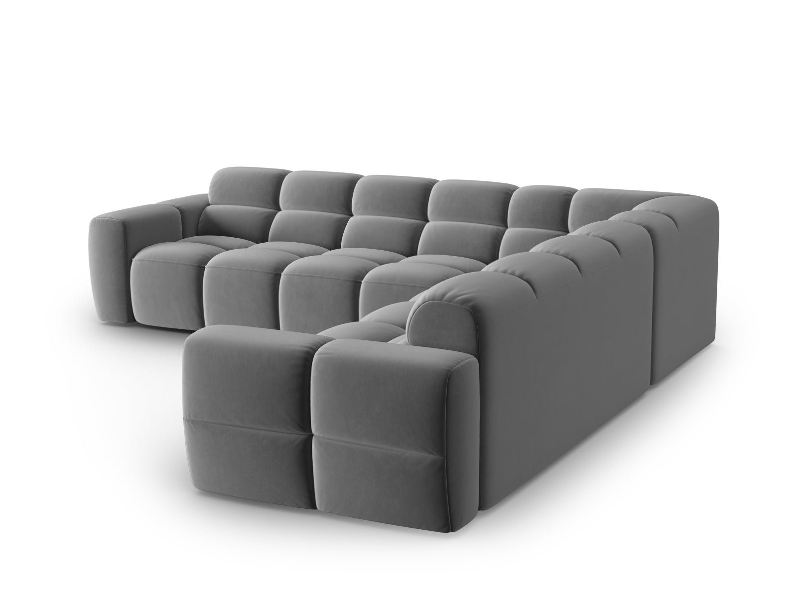 Lisa Velour Symmetrical Ecksofa 5 Sitzer in Light Grey präsentiert im Onlineshop von KAQTU Design AG. Ecksofa ist von Micadoni