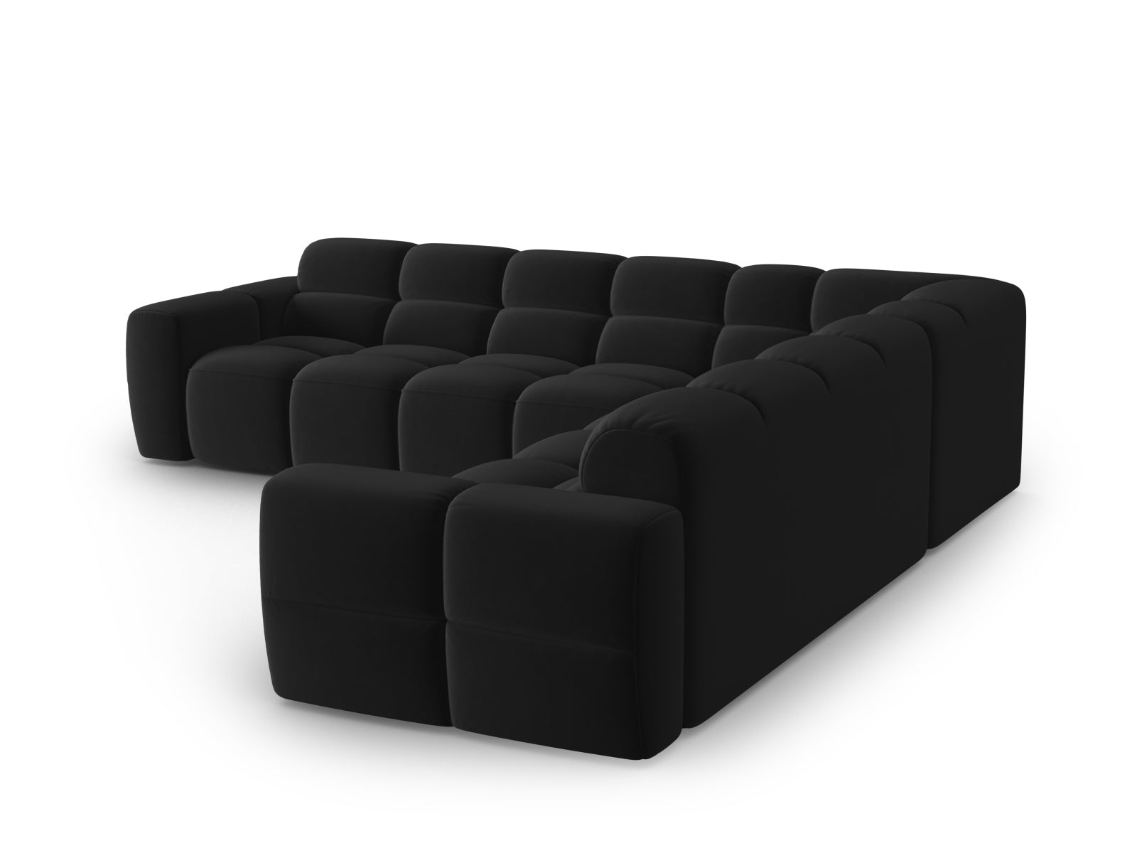 Lisa Velour Symmetrical Ecksofa 5 Sitzer in Black präsentiert im Onlineshop von KAQTU Design AG. Ecksofa ist von Micadoni