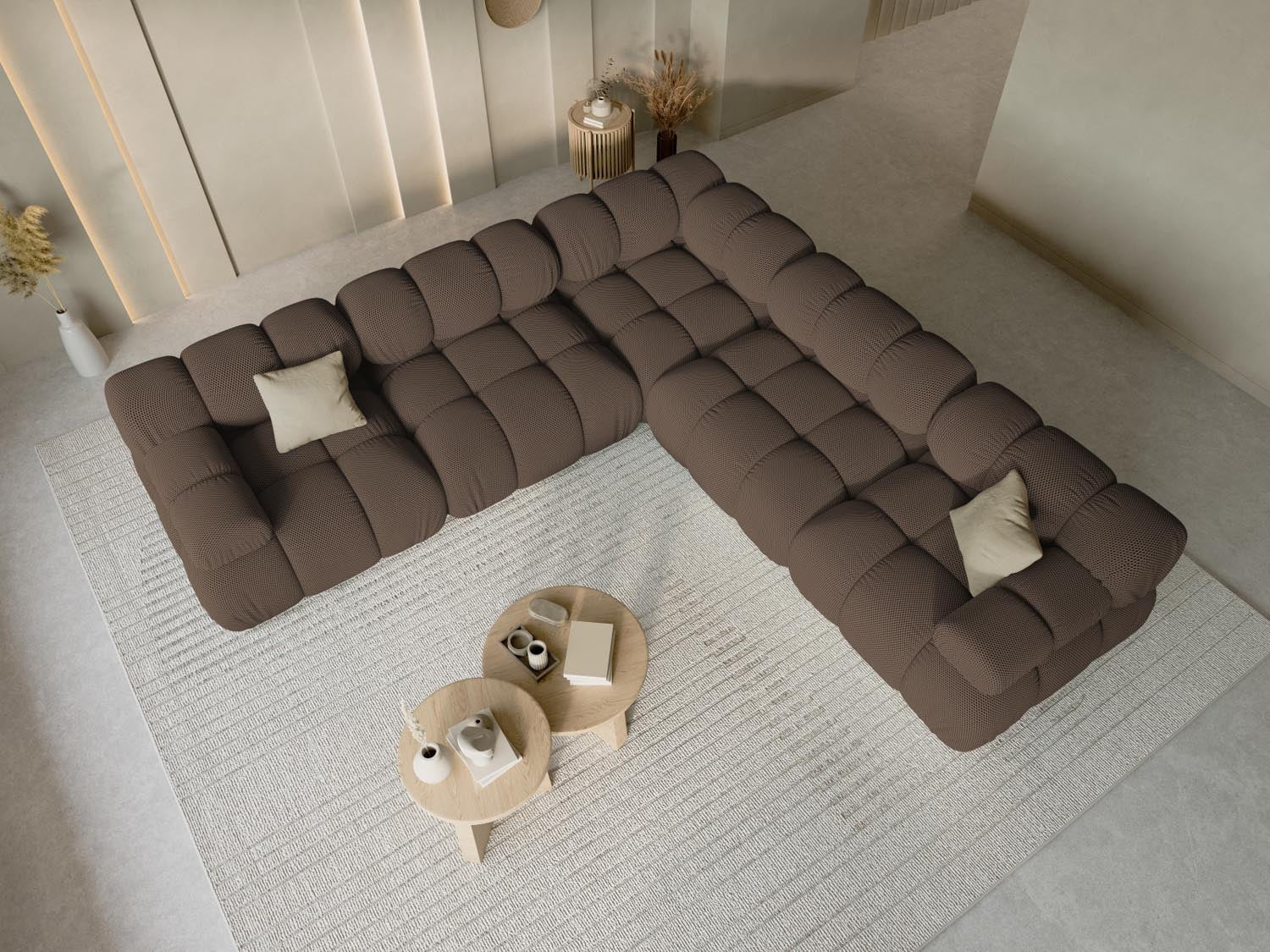 Elegantes Bellis Ecksofa in Braun, 5-Sitzer, 282 cm, ideal für stilvolle Wohnräume, präsentiert von Micadoni.