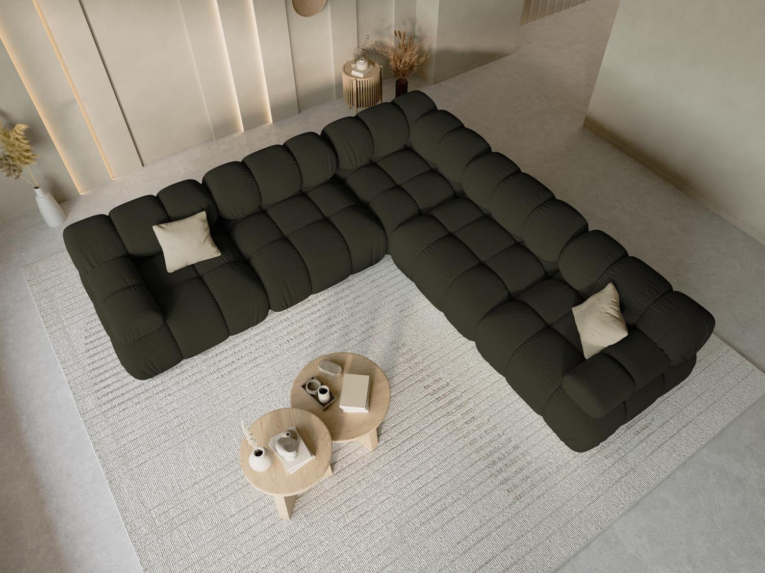 Elegantes Bellis Ecksofa in Amazon Green-Sonic, 5-Sitzer, 282 cm, stilvoll und modern, ideal für jedes Wohnzimmer.