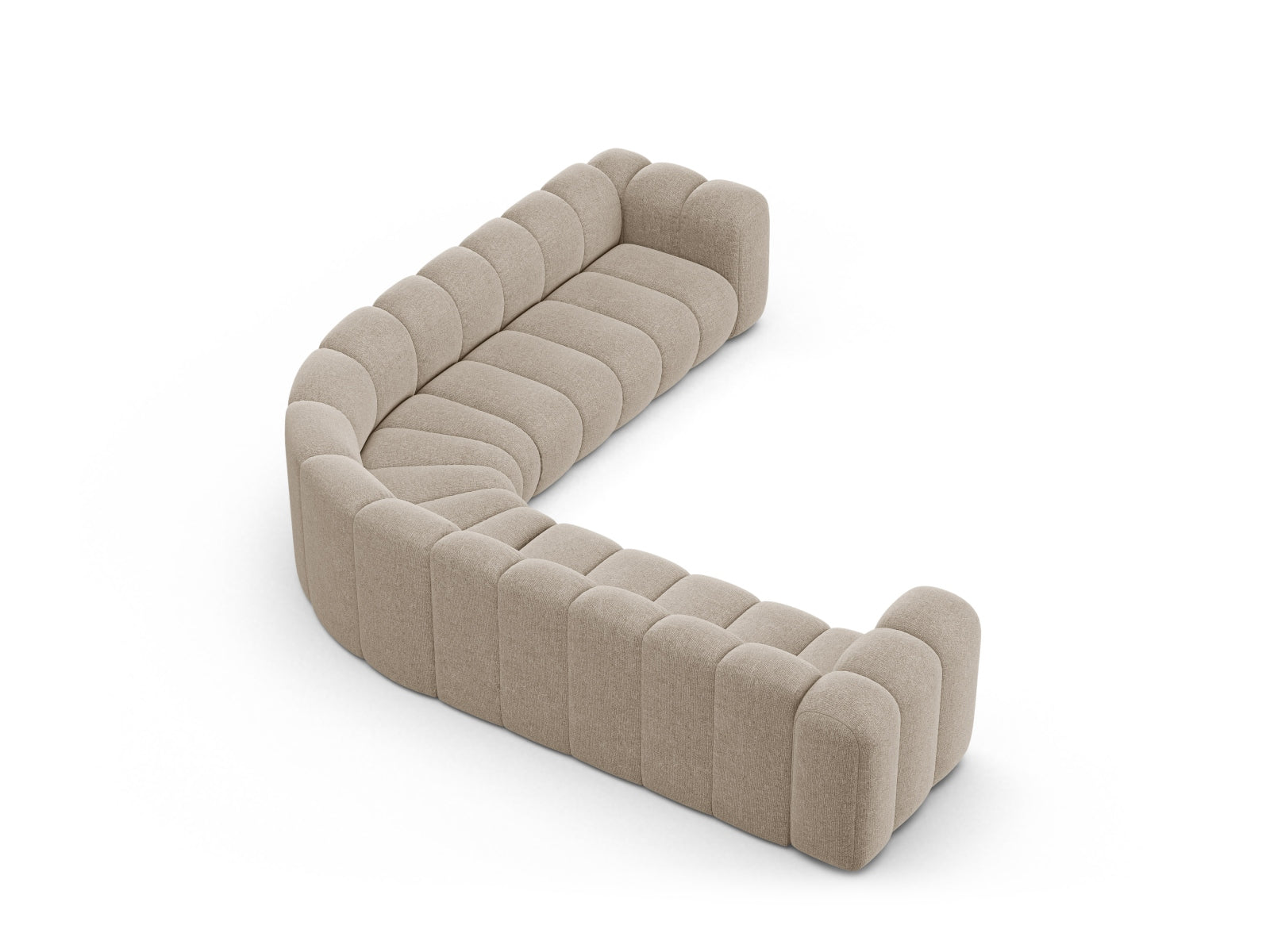 Modulares Ecksofa Lupine für 6 Personen in edlem Dunkelbeige, perfekt für moderne Wohnkonzepte von Micadoni.