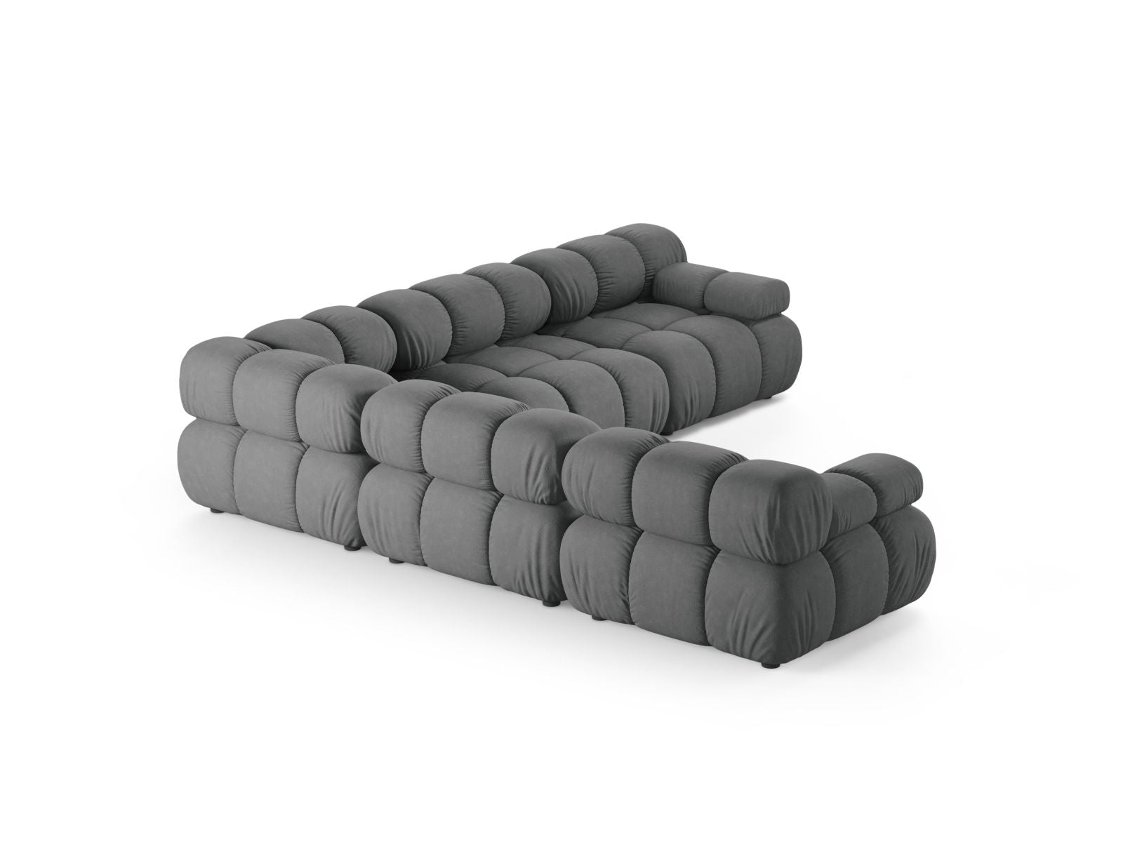 Elegantes 5-Sitzer Ecksofa Symmetric Bellis in zeitlosem Grau, ideal für gemütliche Abende und modernes Wohndesign.