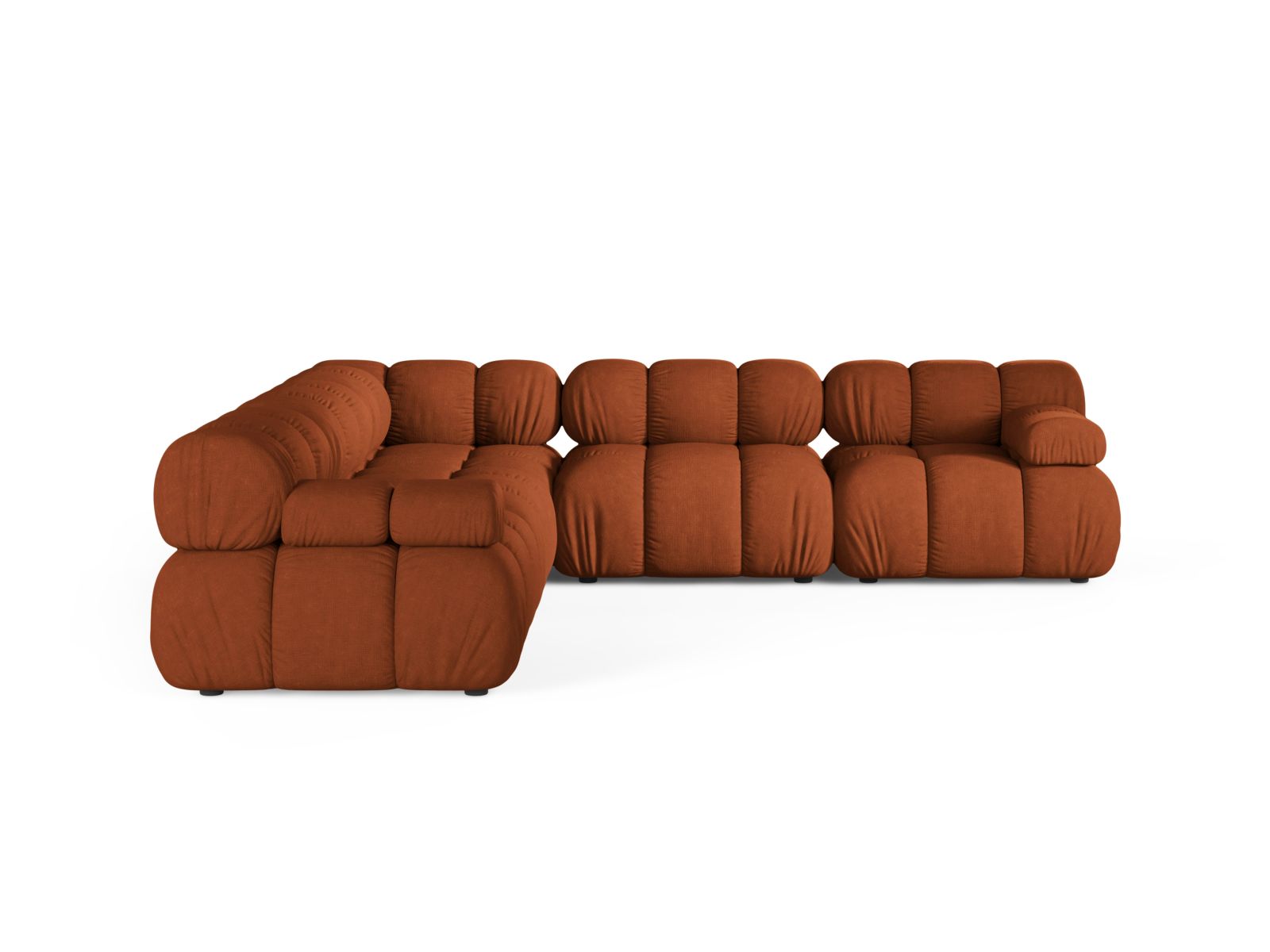 Elegantes 5-Sitzer Ecksofa Symmetric Bellis in stilvollem Brick-Liberty, ideal für moderne Wohnräume und gemütliche Abende.